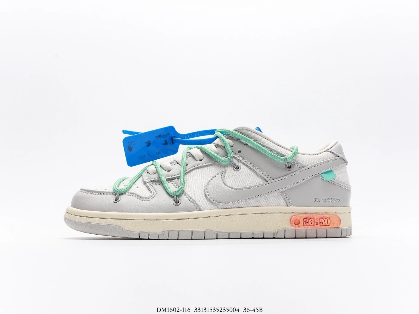 Nike Dunk Low Off-White Grey Canvas Sneakers DM1602-116