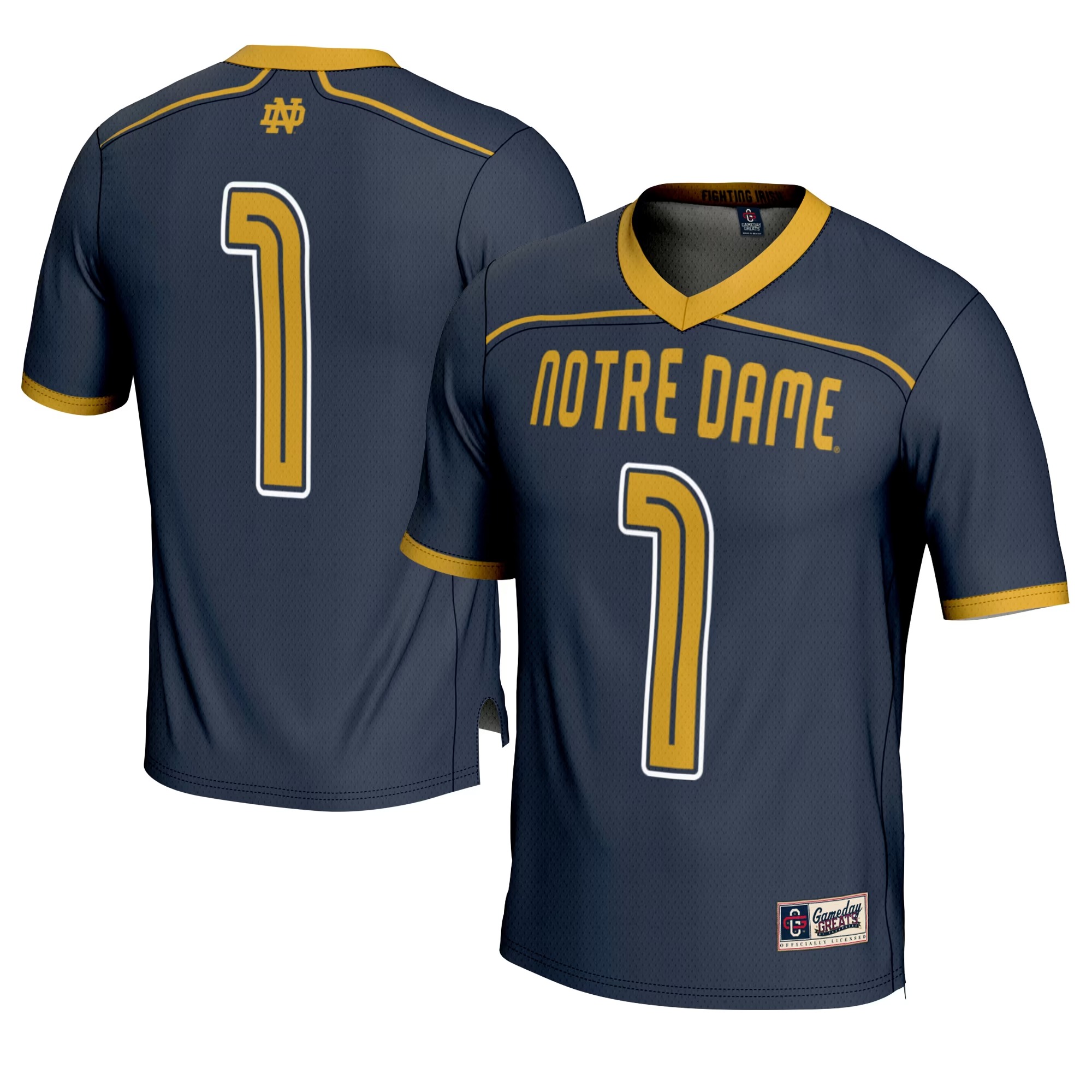 Hunk Wear - #1 Notre Dame Fighting Irish GameDay Greats Youth Lightweight Lacrosse Fashion Jersey - Navy