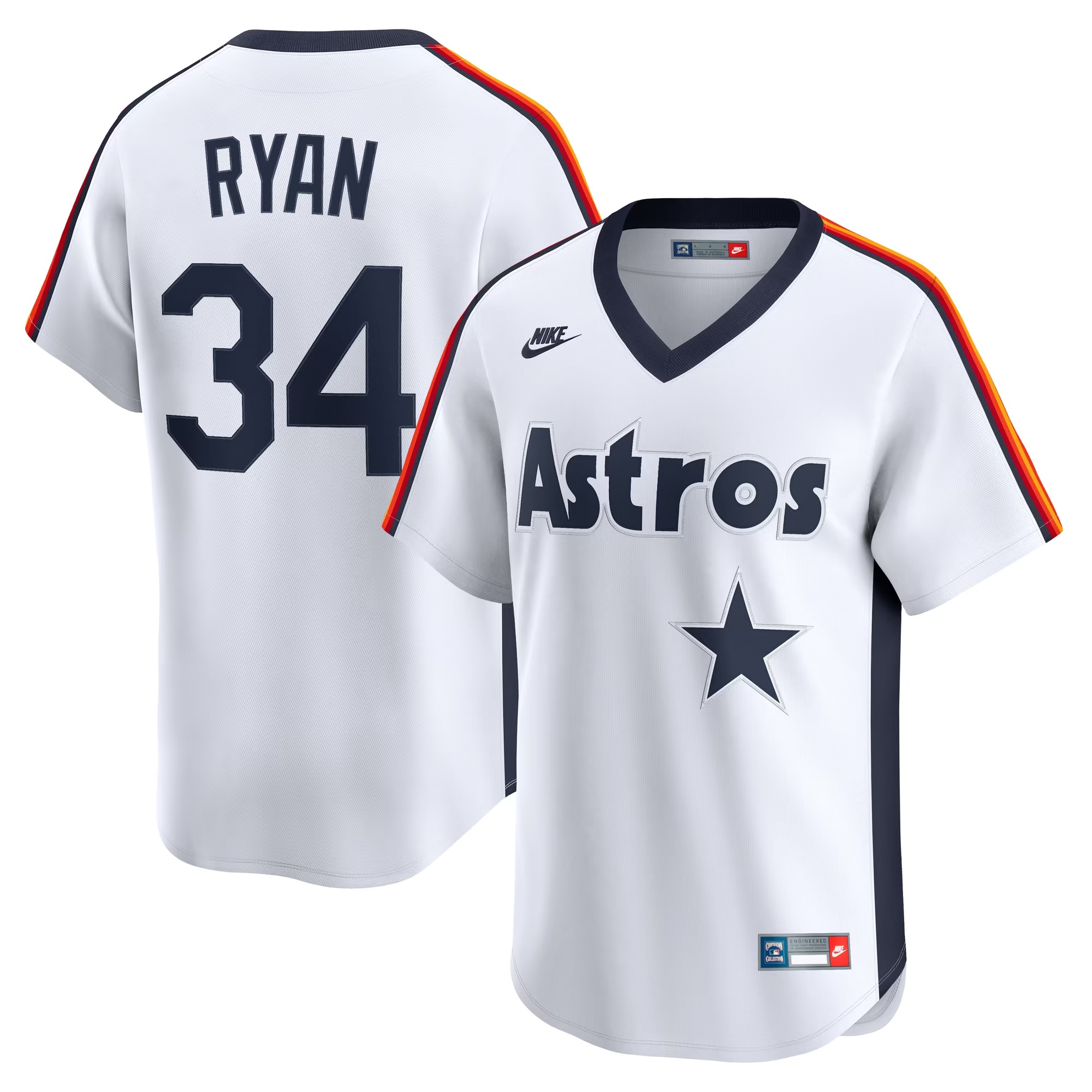 Hunk Wear - Nolan Ryan Houston Astros Nike Throwback Cooperstown Collection Limited Jersey - White