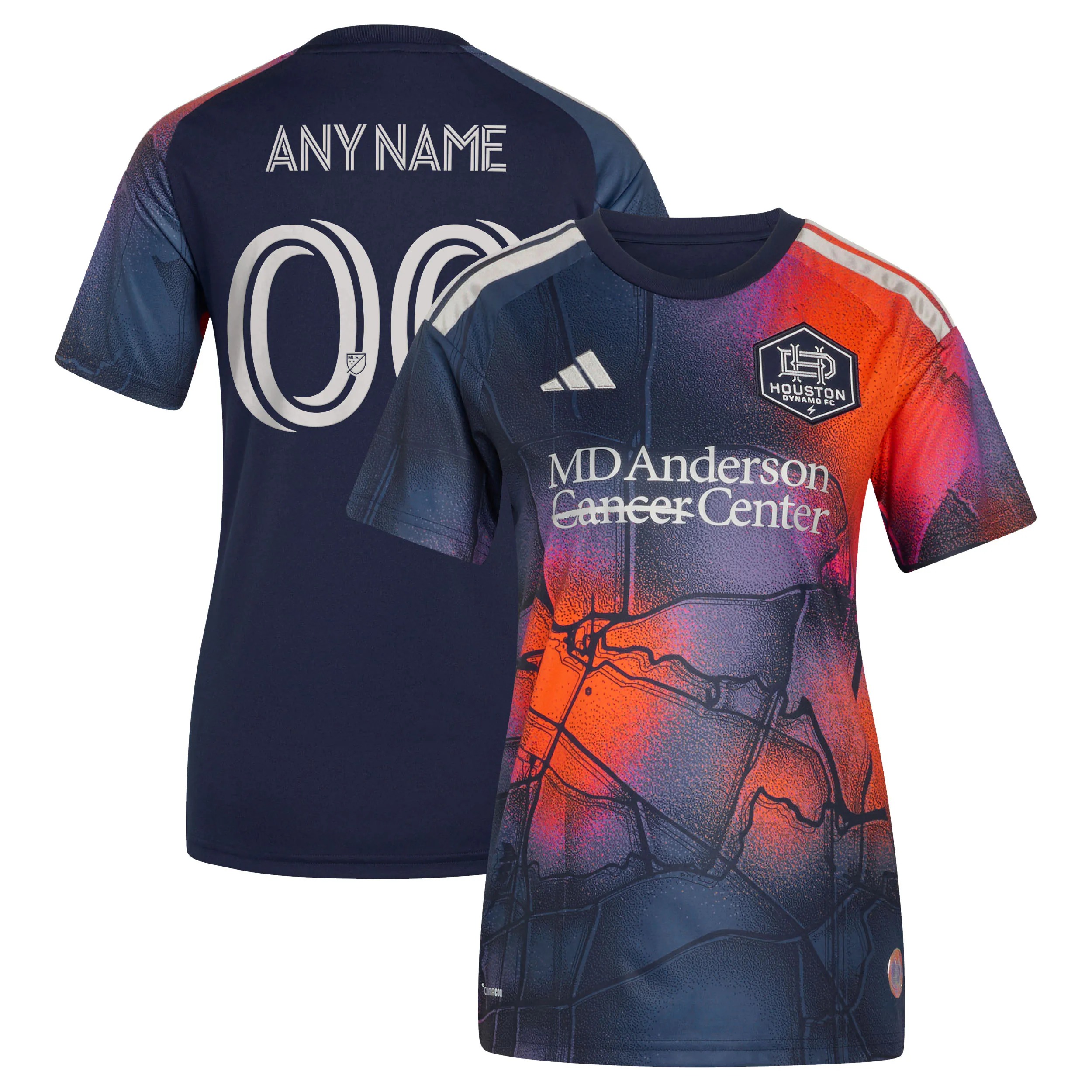 Hunk Wear - Houston Dynamo FC adidas Women's 2026 Mission Control Replica Custom Jersey - Blue