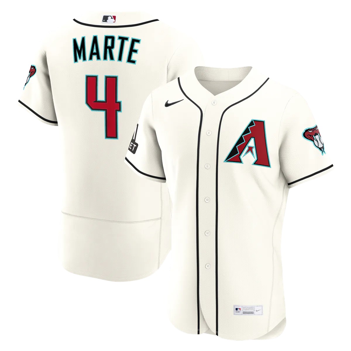 Hunk Wear - Ketel Marte Arizona Diamondbacks Nike Home Authentic Sponsor Patch Jersey - Cream