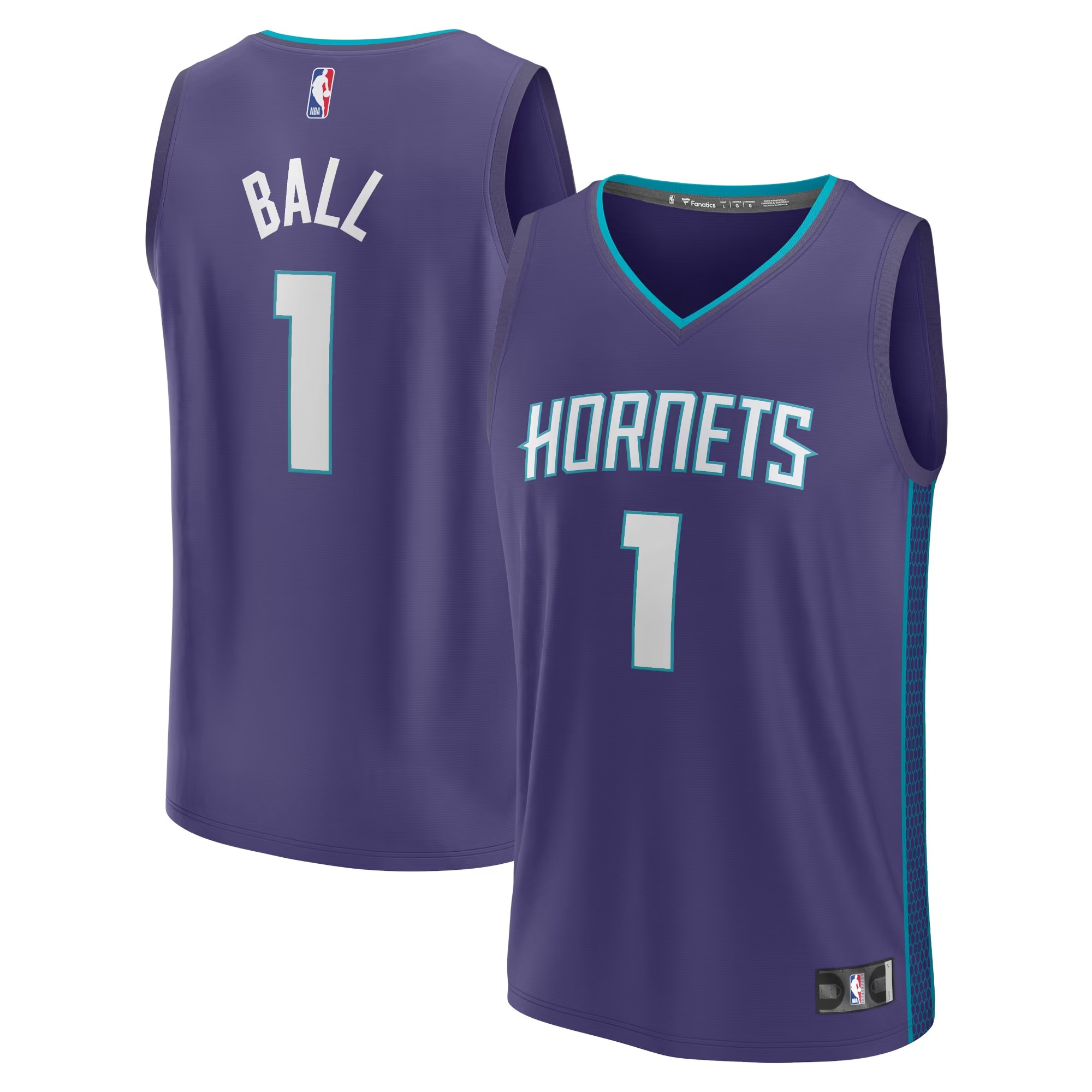 Hunk Wear - LaMelo Ball Charlotte Hornets Fanatics Fast Break Replica Player Jersey - Statement Edition - Purple