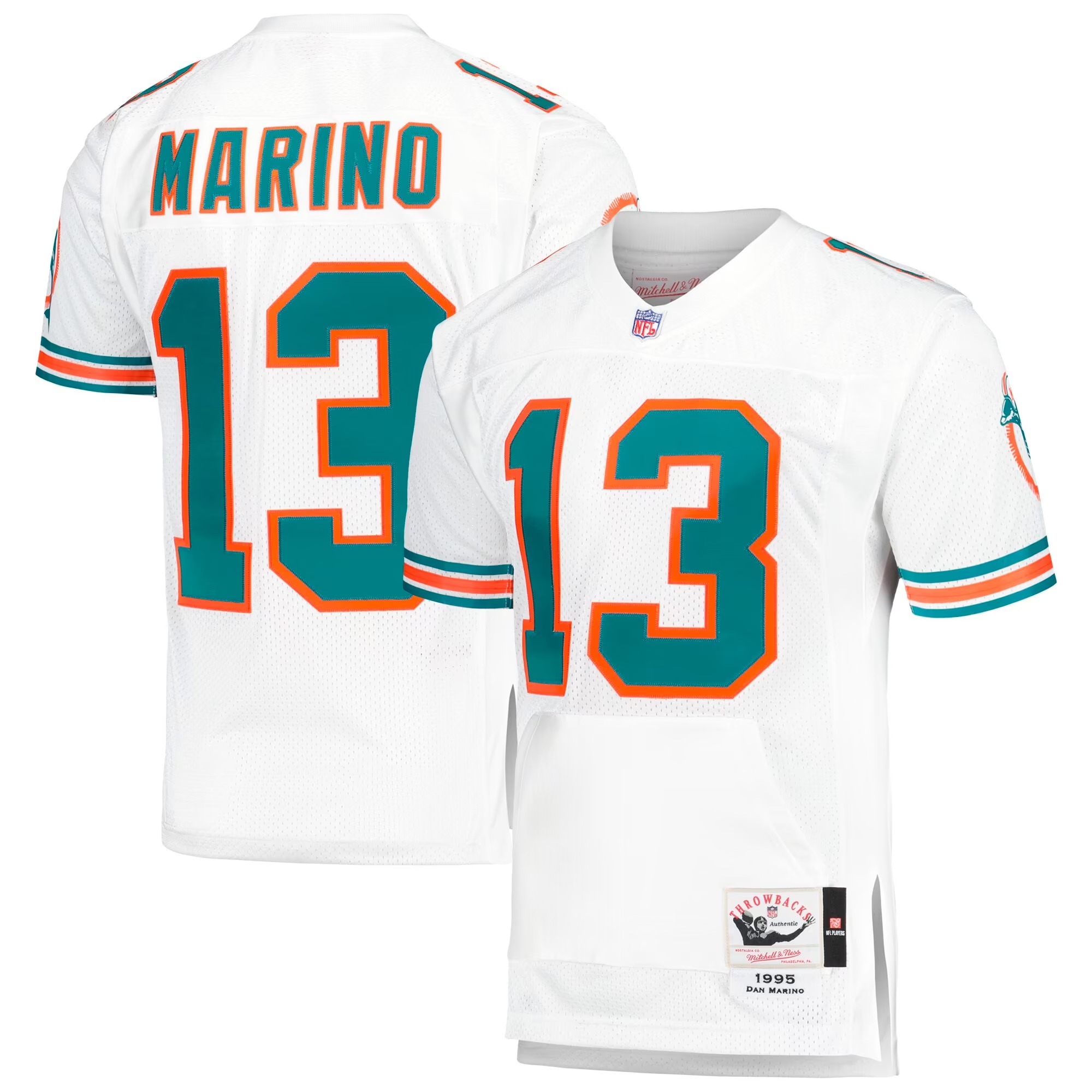 Hunk Wear - Dan Marino Miami Dolphins 1995 Mitchell & Ness Authentic Throwback Retired Player Pocket Jersey - White