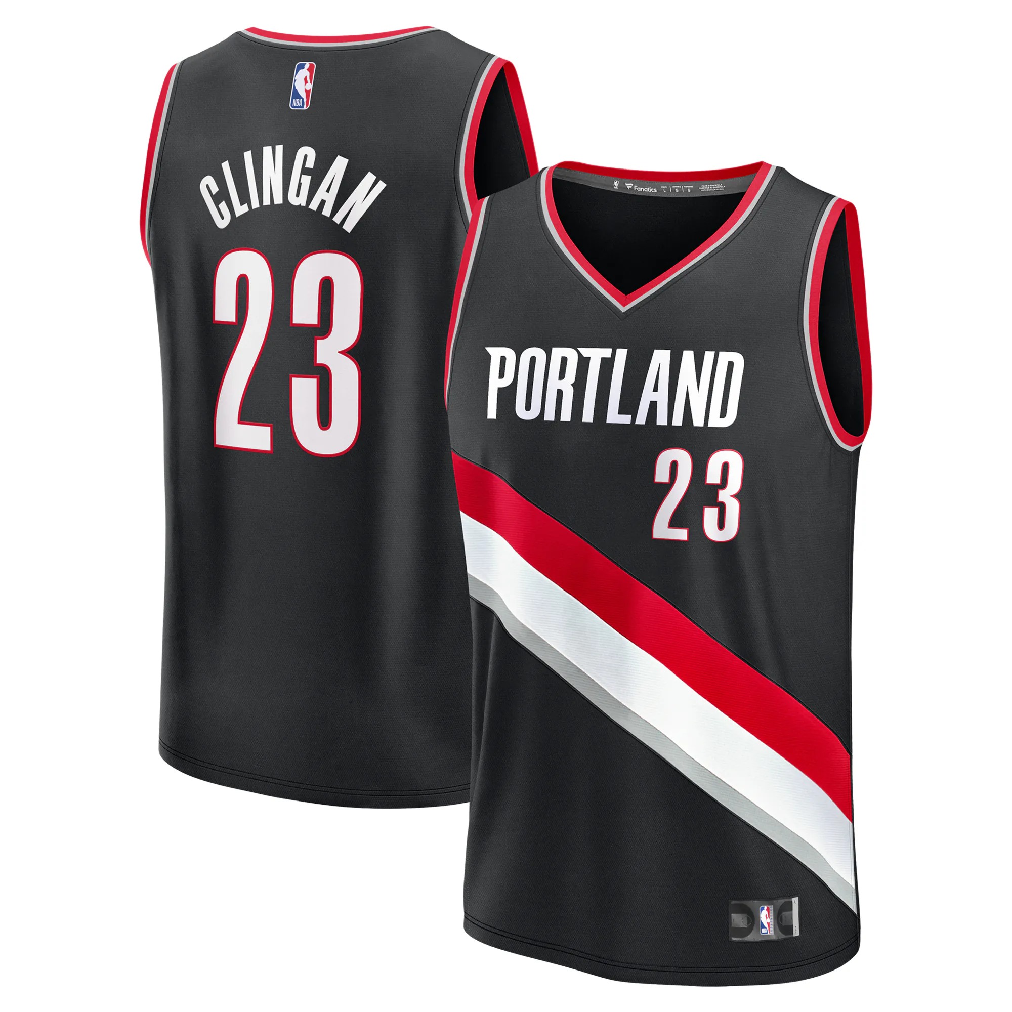 Hunk Wear - Donovan Clingan Portland Trail Blazers Fanatics 2024 NBA Draft Fast Break Player Jersey - Icon Edition - Black