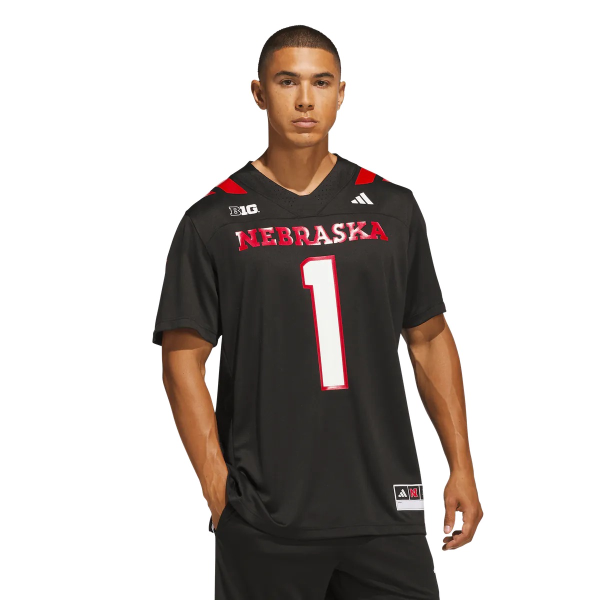 Hunk Wear - #1 Nebraska Huskers adidas Our Red Burns Brighter Premier Strategy Jersey - Black