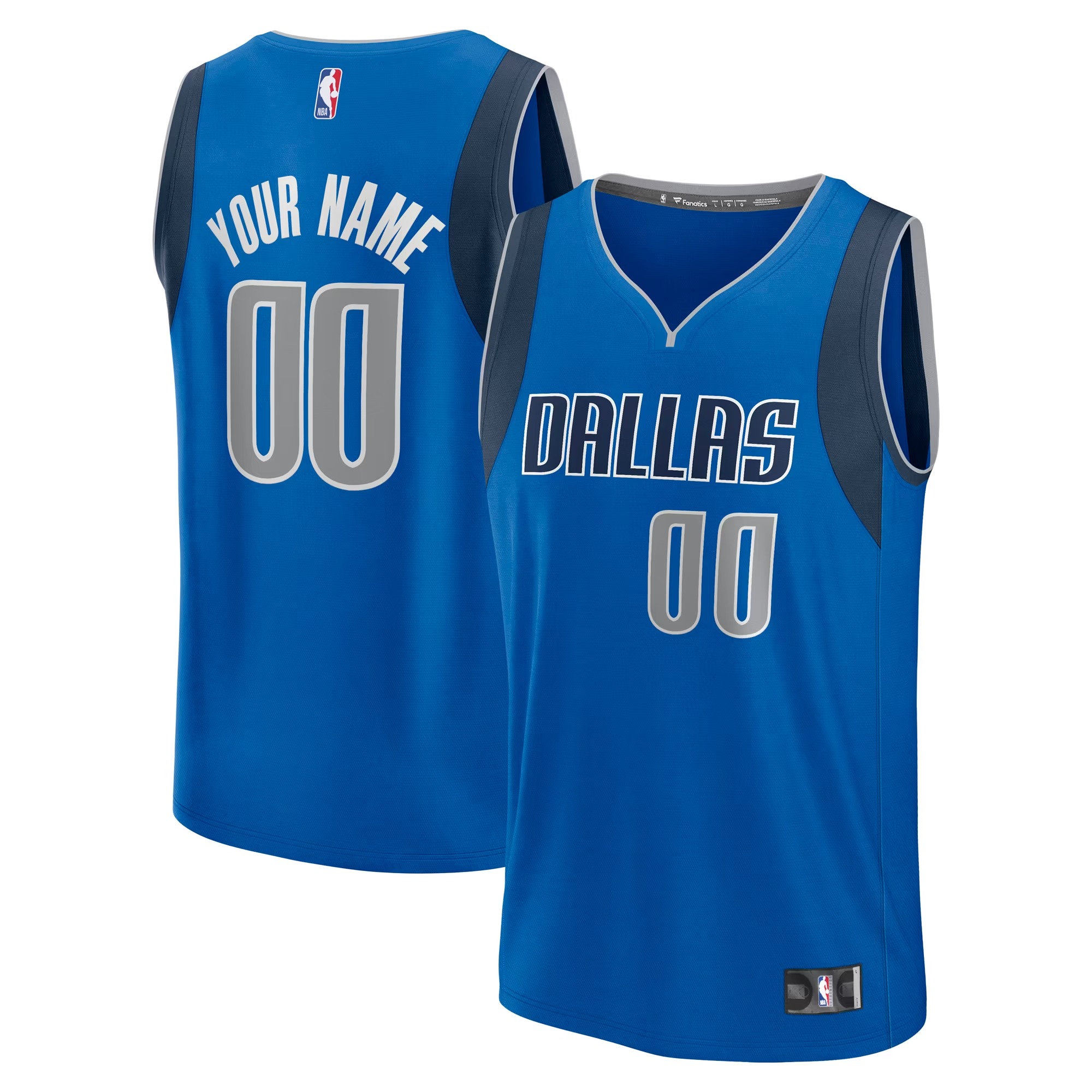 Hunk Wear - Dallas Mavericks Fanatics Fast Break Custom Jersey - Icon Edition - Blue
