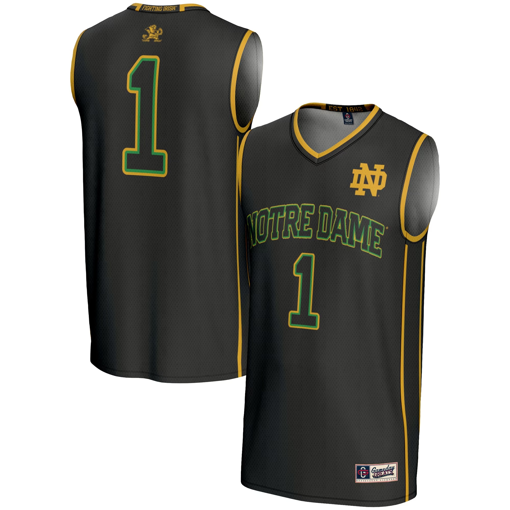 Hunk Wear - #1 Notre Dame Fighting Irish GameDay Greats Youth Lightweight Basketball Jersey - Black