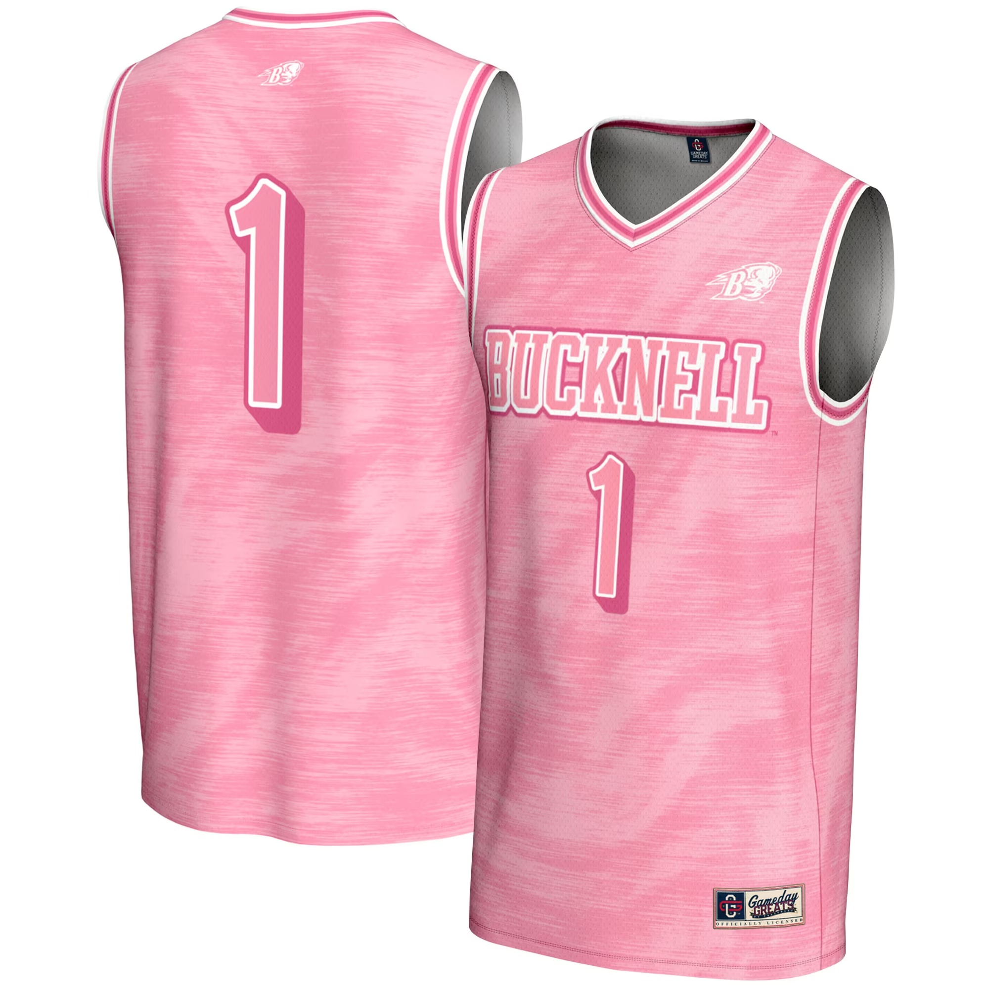 Hunk Wear - #1 Bucknell Bison GameDay Greats Unisex Lightweight Basketball Fashion Jersey - Pink