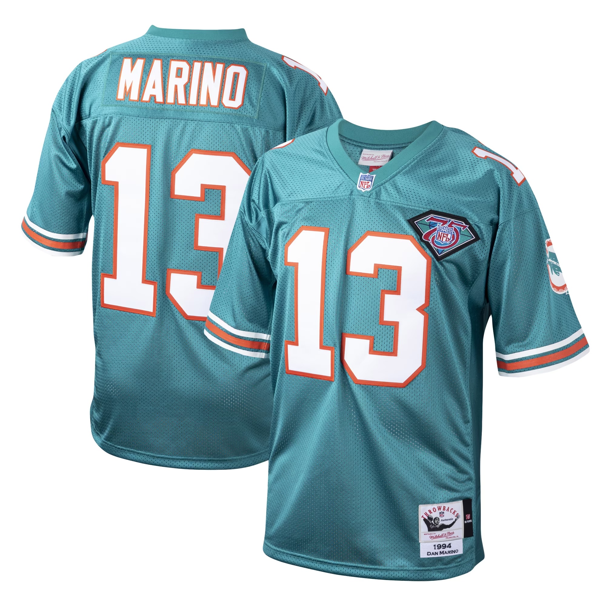 Hunk Wear - Dan Marino Miami Dolphins 1994 Mitchell & Ness Authentic Throwback Retired Player Jersey - Aqua