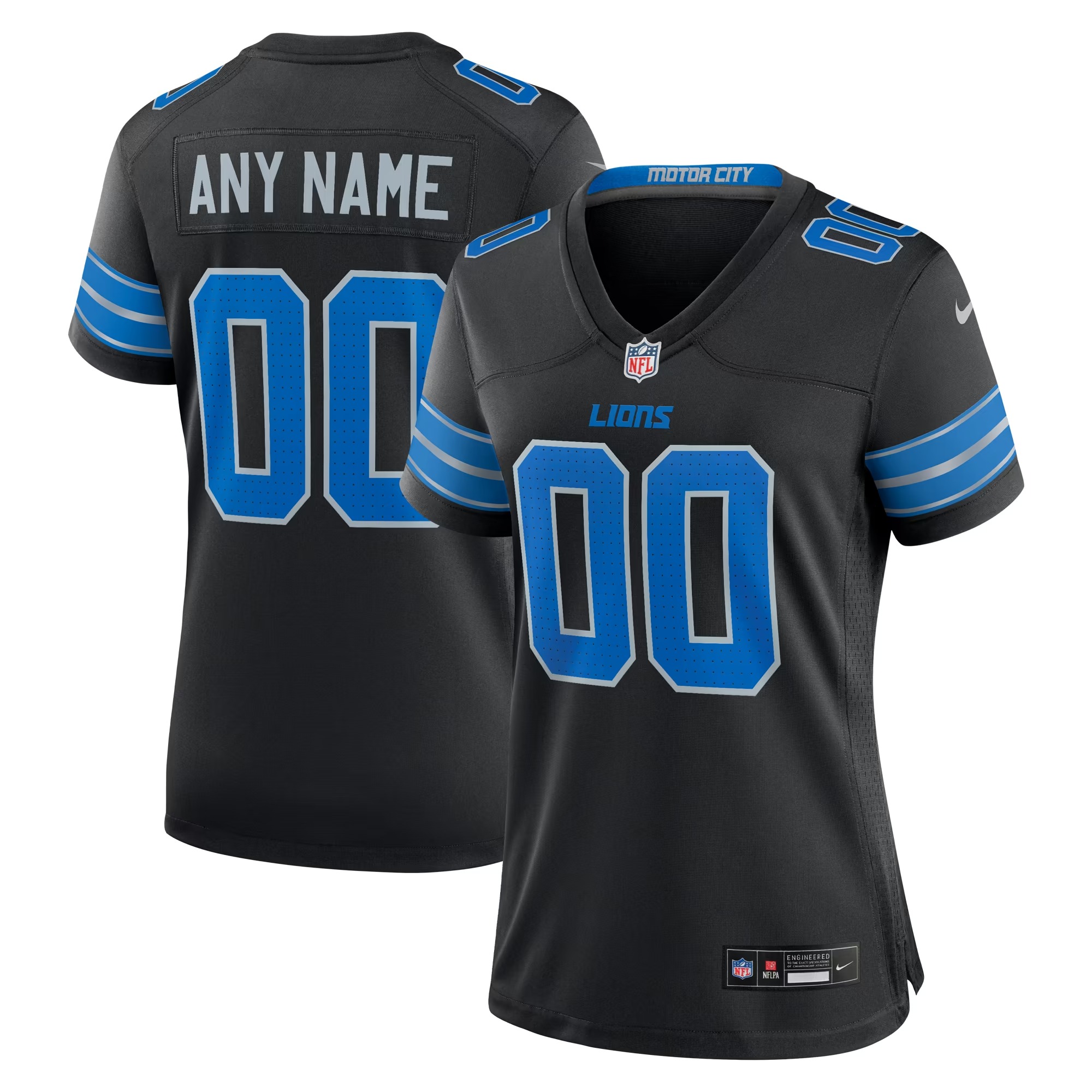 Hunk Wear - Detroit Lions Nike Women's Alternate Custom Game Jersey - Black