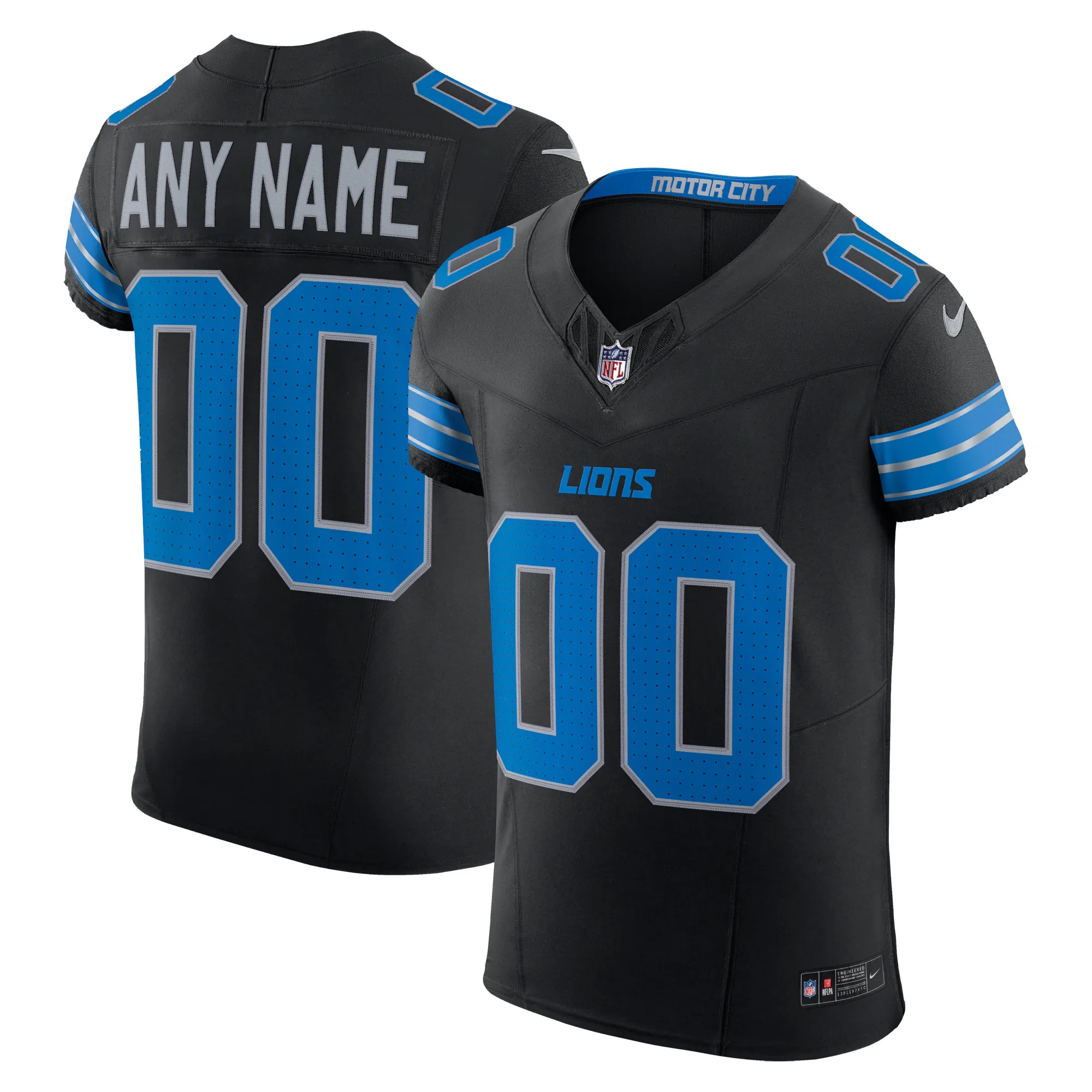 Hunk Wear - Detroit Lions Nike Alternate Vapor F.U.S.E. Elite Custom Jersey - Black