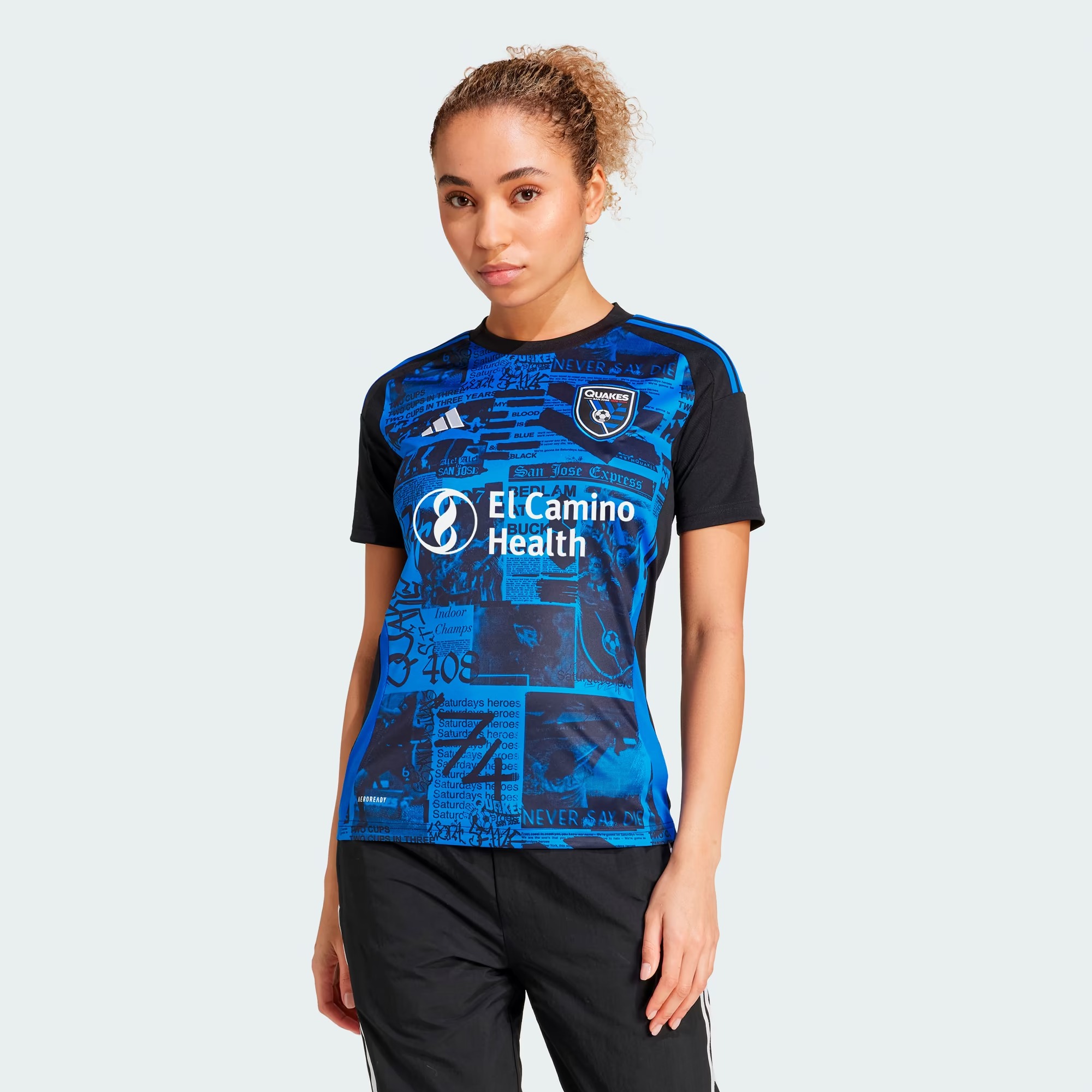 Hunk Wear - San Jose Earthquakes adidas Women's 2025 Headliner Replica Jersey - Black