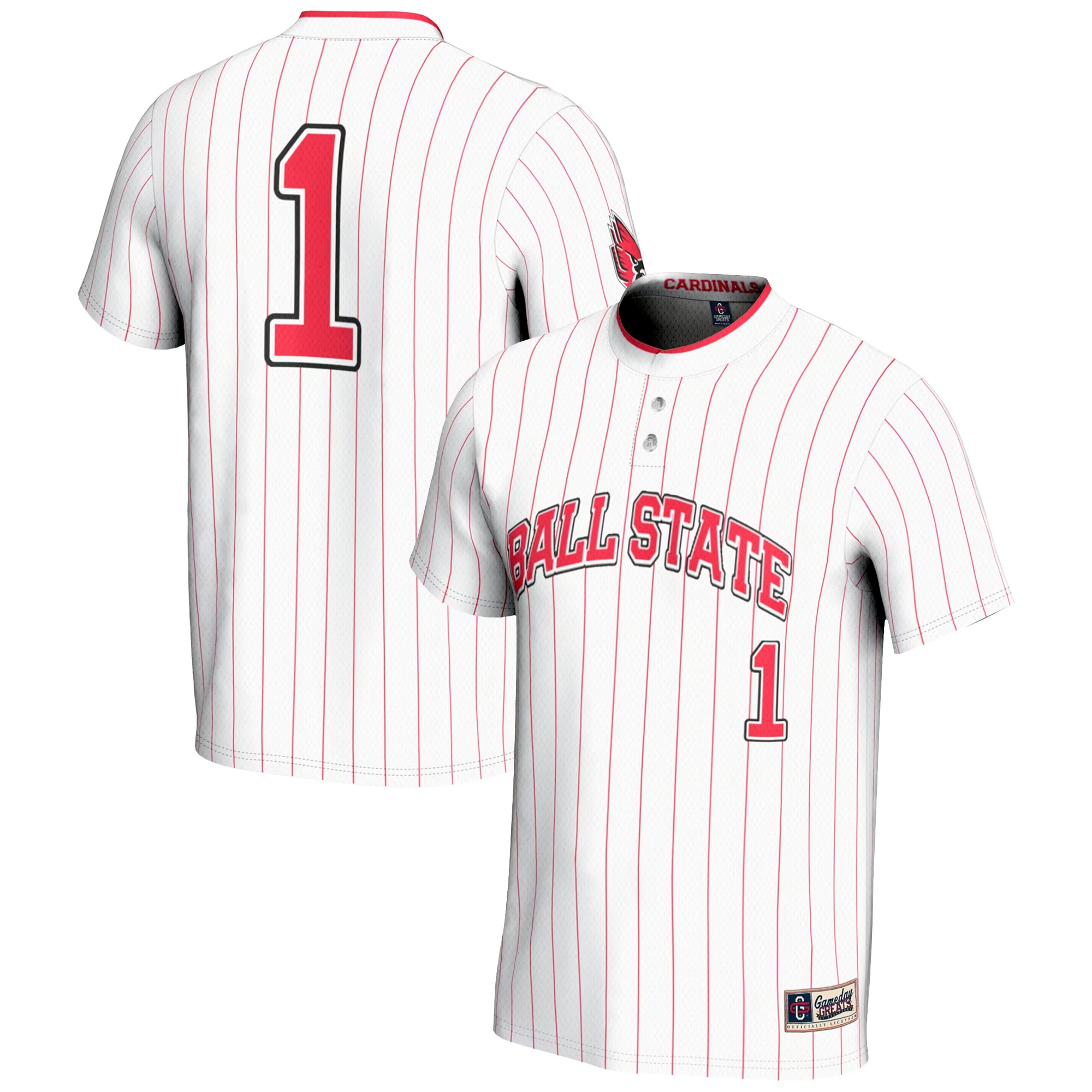 Hunk Wear - #1 Ball State Cardinals GameDay Greats Unisex Lightweight Softball Jersey - White
