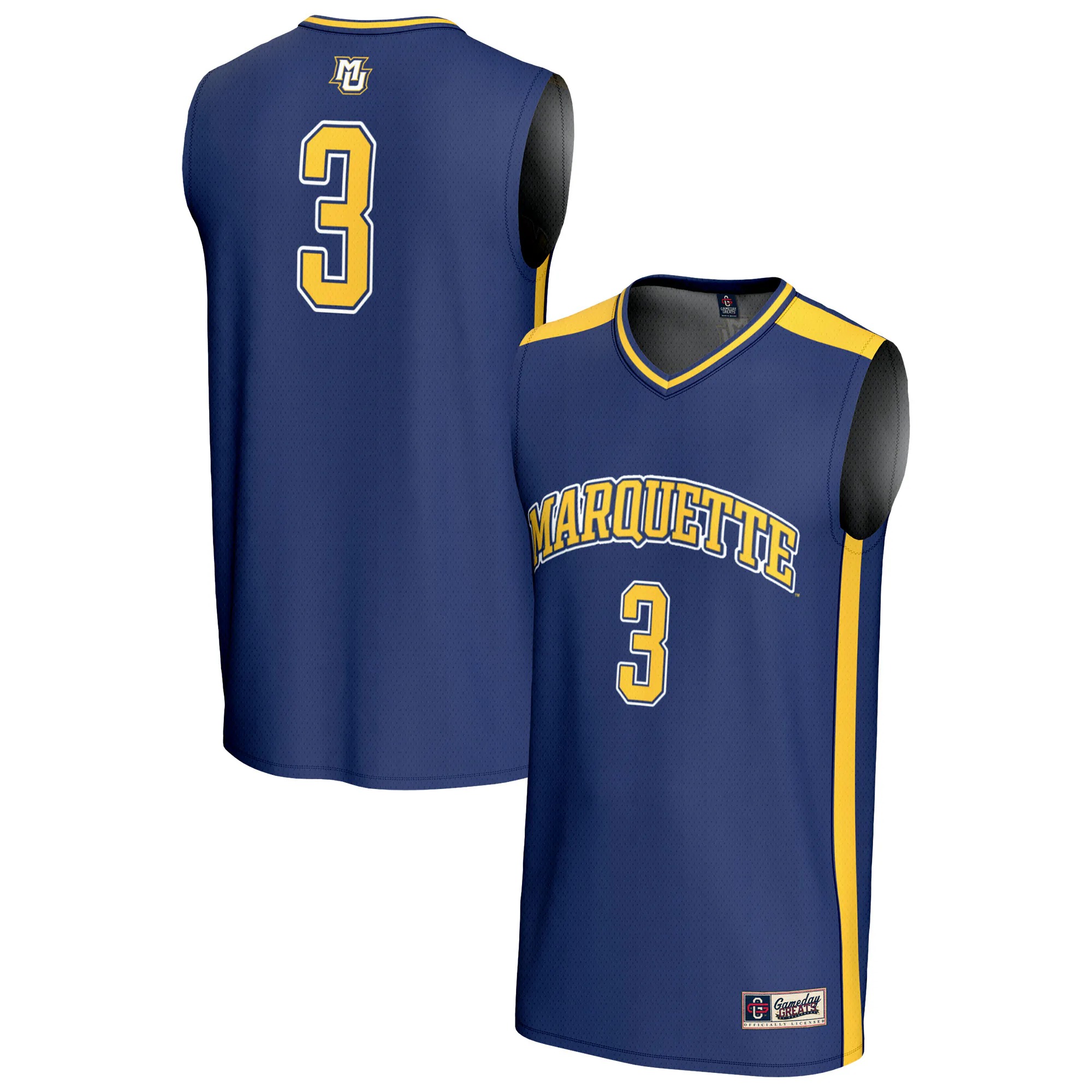 Hunk Wear - #3 Marquette Golden Eagles GameDay Greats Unisex Lightweight Basketball Fashion Jersey - Blue