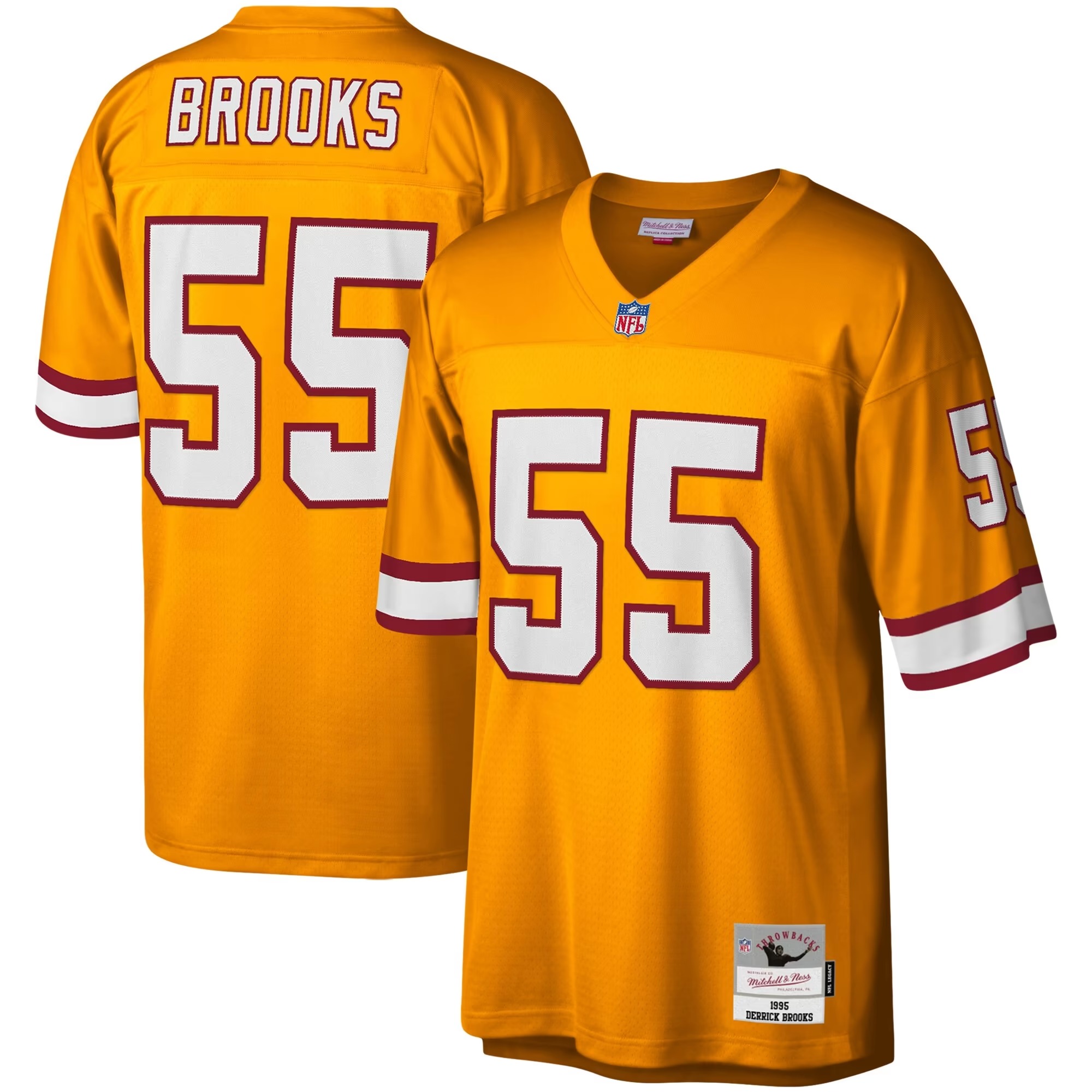 Hunk Wear - Derrick Brooks Tampa Bay Buccaneers Mitchell & Ness Youth 1995 Retired Player Legacy Jersey - Orange