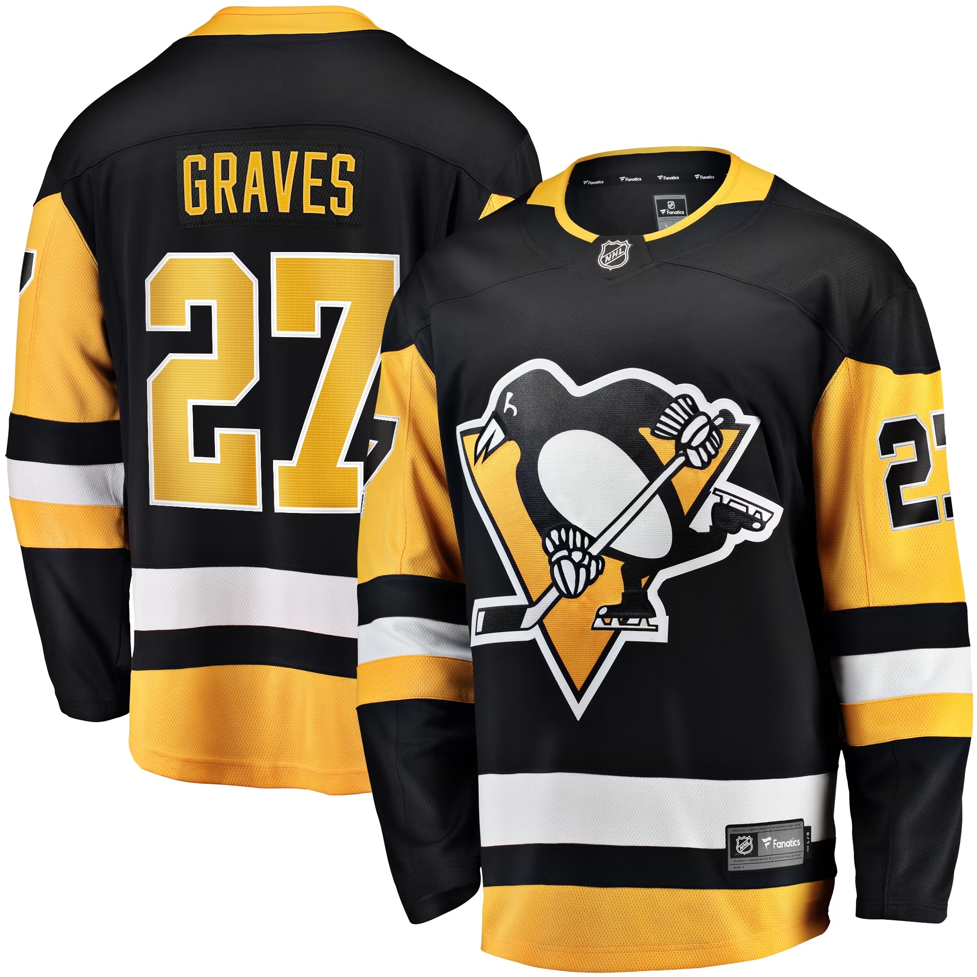 Hunk Wear - Ryan Graves Pittsburgh Penguins Fanatics Home Breakaway Jersey - Black