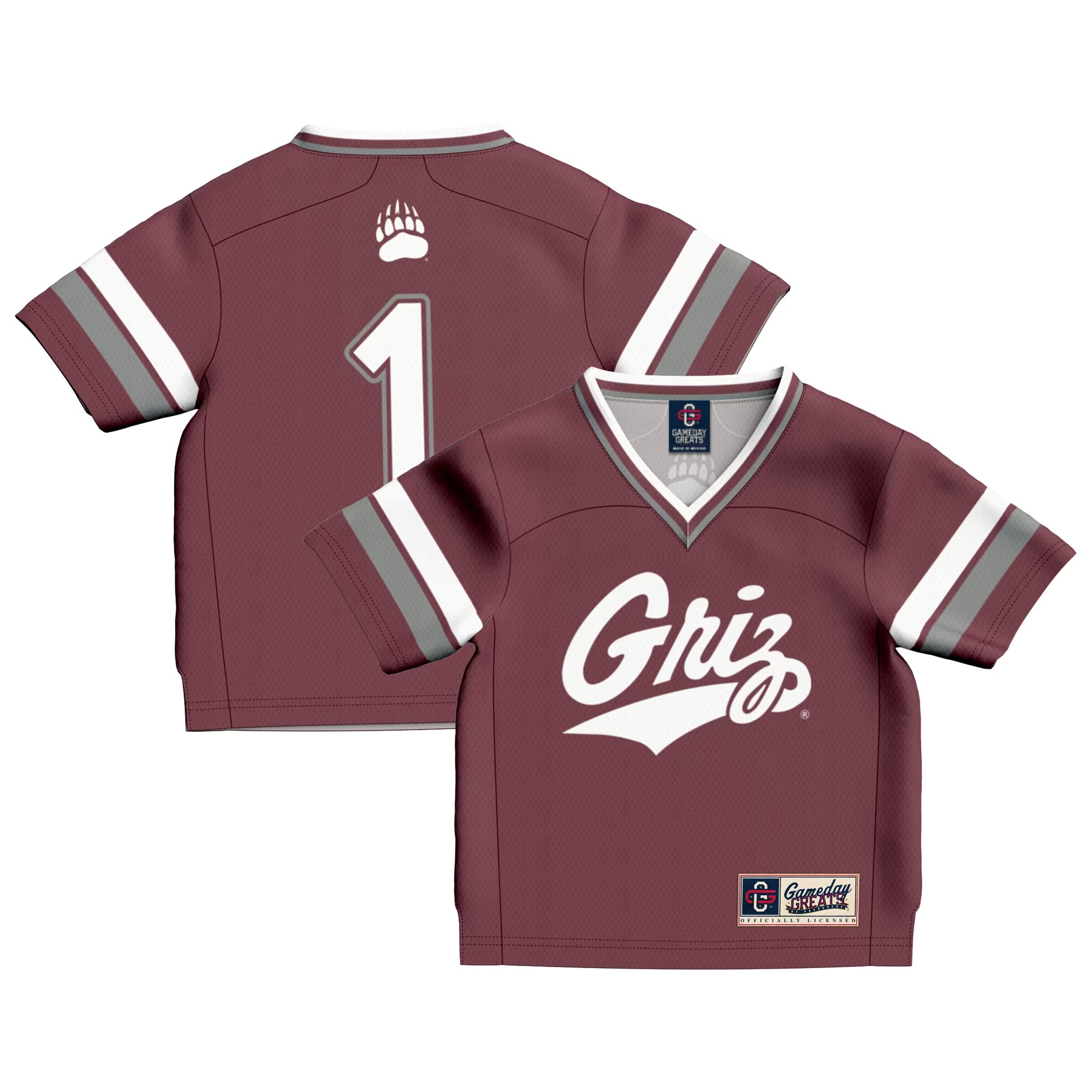Hunk Wear - #1 Montana Grizzlies GameDay Greats Infant Lightweight Collegiate Football Fashion Jersey - Maroon