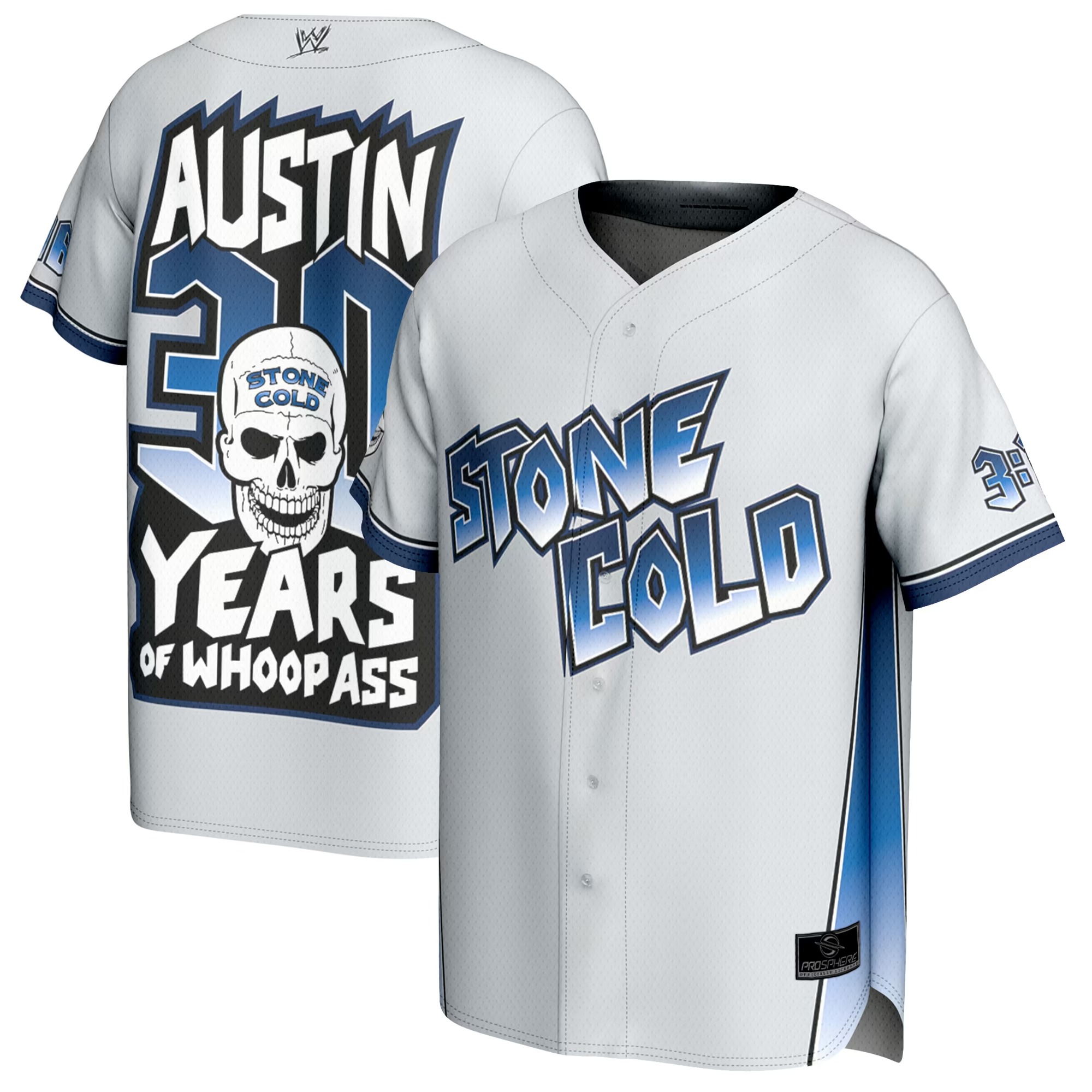 Hunk Wear - Stone Cold Steve Austin ProSphere Unisex 30th Anniversary Baseball Fashion Jersey - Gray