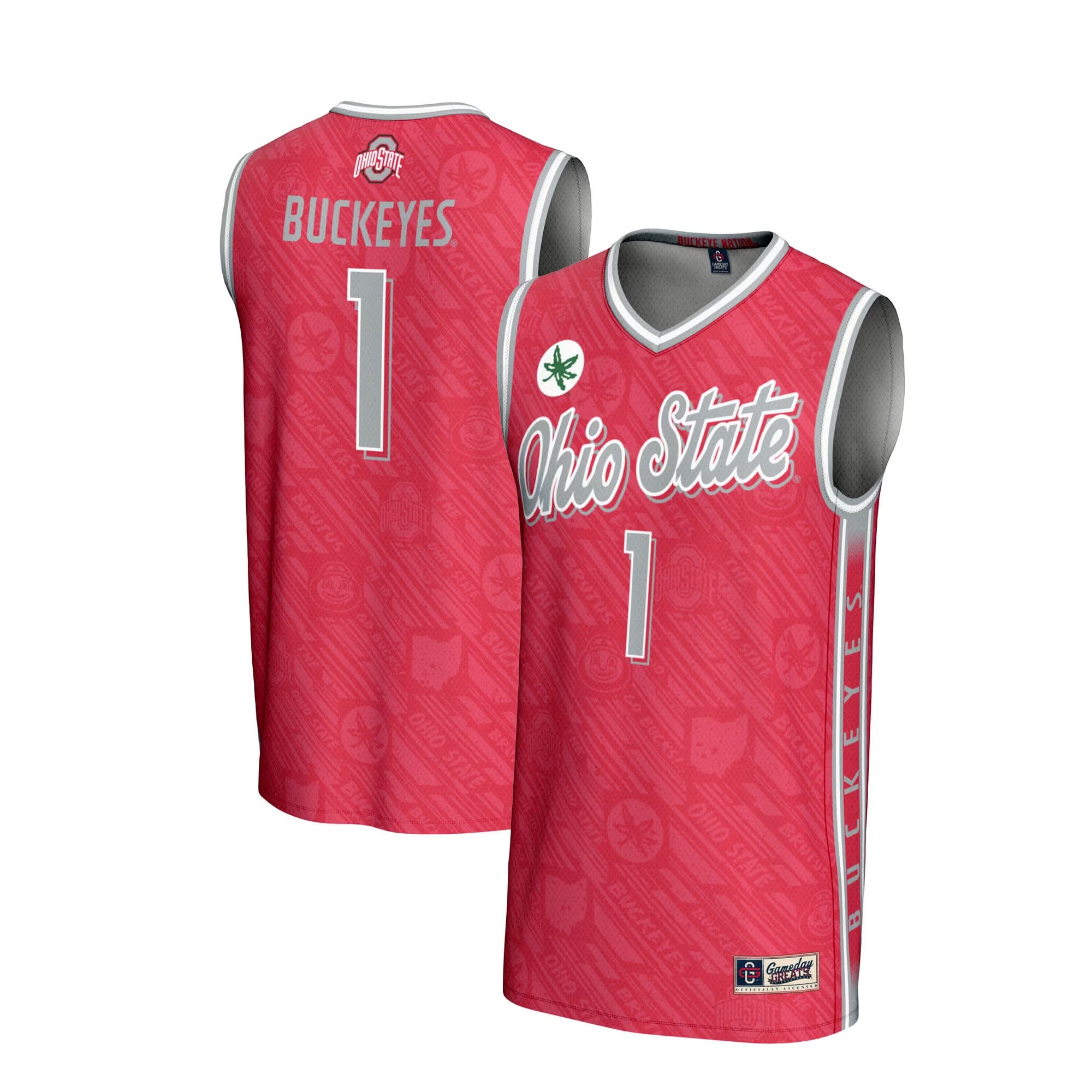 Hunk Wear - #1 Ohio State Buckeyes GameDay Greats Youth Lightweight Highlight Print Basketball Jersey - Scarlet