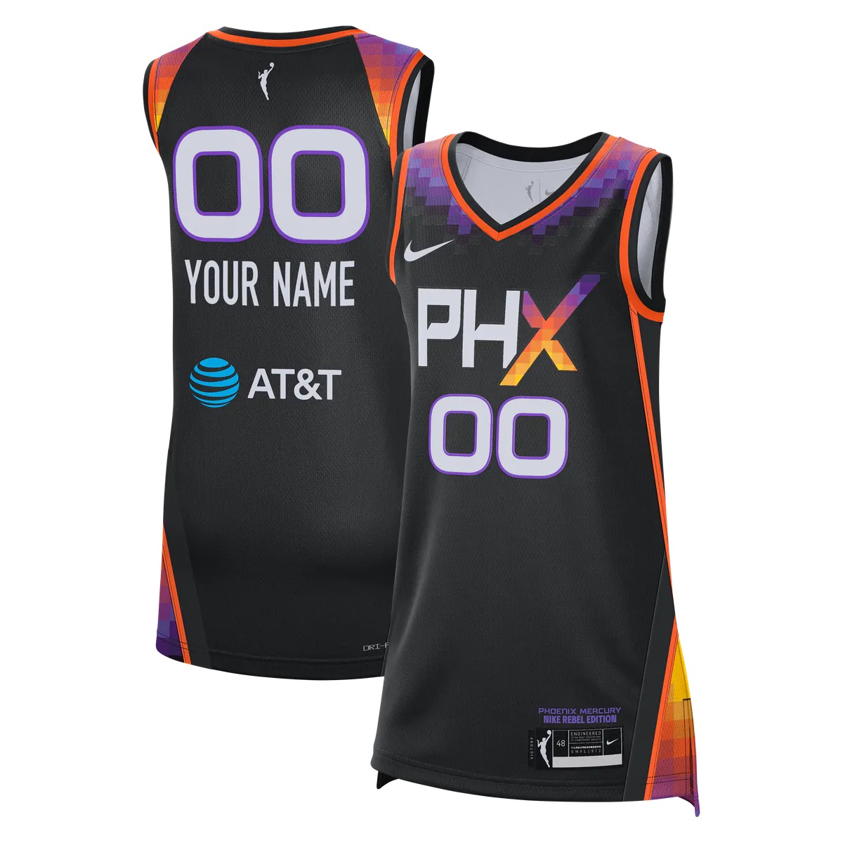 Hunk Wear - Phoenix Mercury Nike Unisex Victory Custom Jersey - Rebel Edition - Black