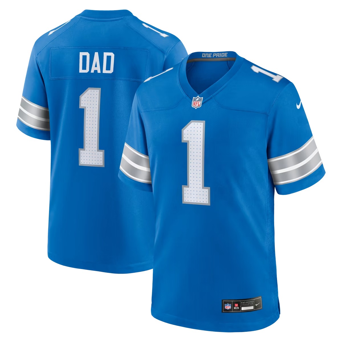 Hunk Wear - Number 1 Dad Detroit Lions Nike Game Jersey - Blue