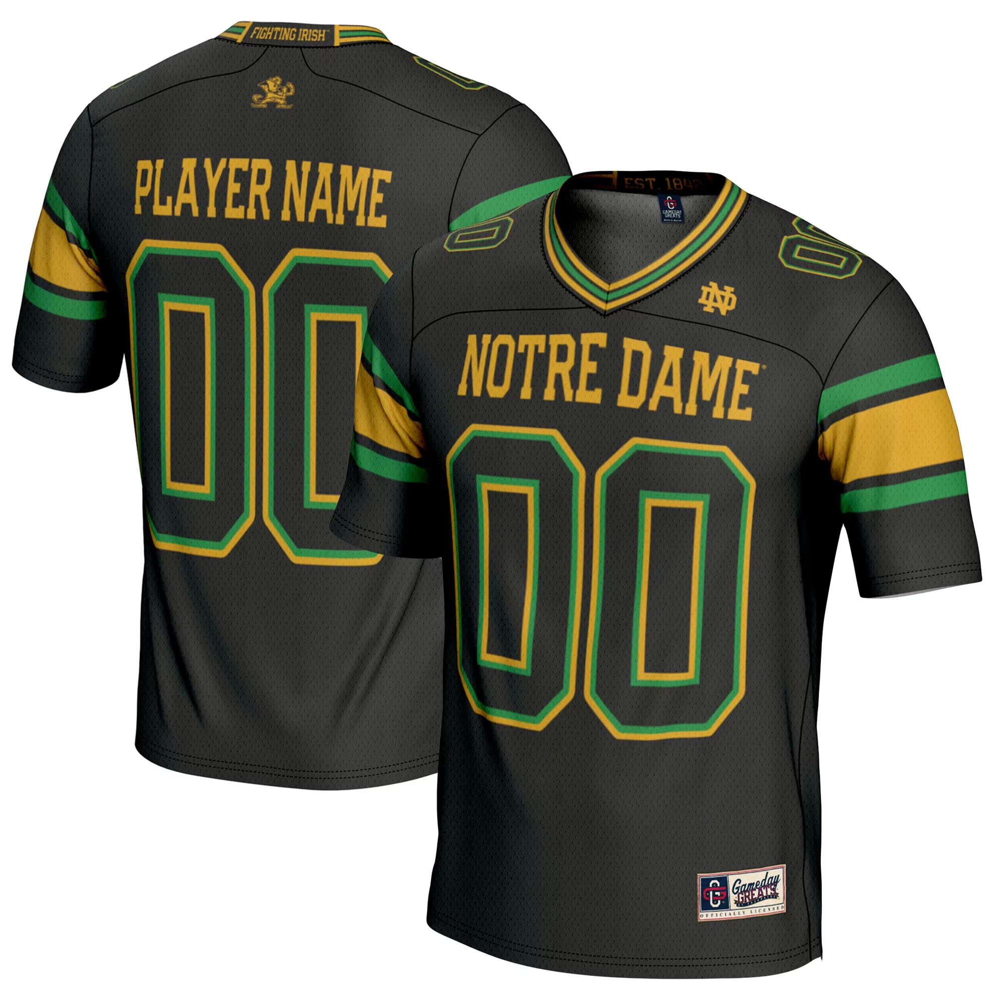 Hunk Wear - Notre Dame Fighting Irish GameDay Greats Youth NIL Pick-A-Player Football Jersey - Black