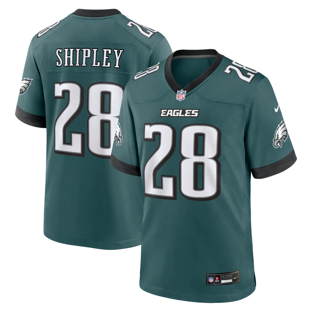 Hunk Wear - Will Shipley Philadelphia Eagles Nike Team Game Jersey - Midnight Green