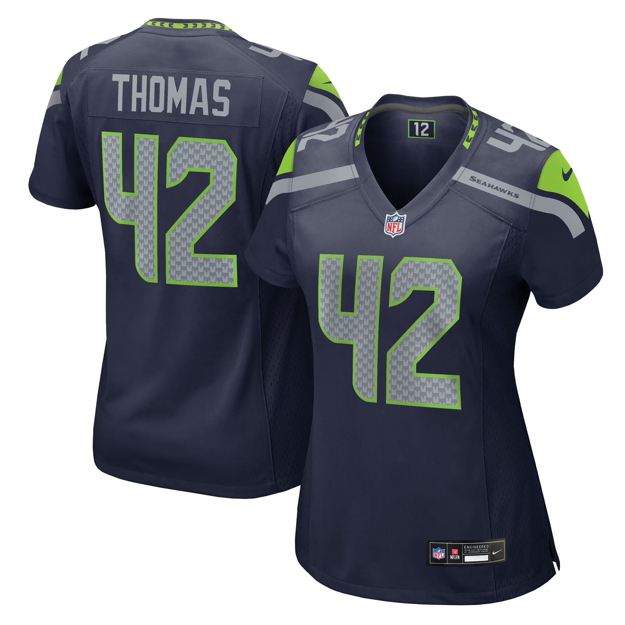 Hunk Wear - Drake Thomas Seattle Seahawks Nike Women's Team Game Jersey - College Navy