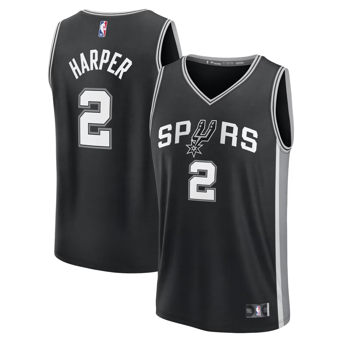 Hunk Wear - Dylan Harper San Antonio Spurs Fanatics Fast Break Jersey - Black - Icon Edition
