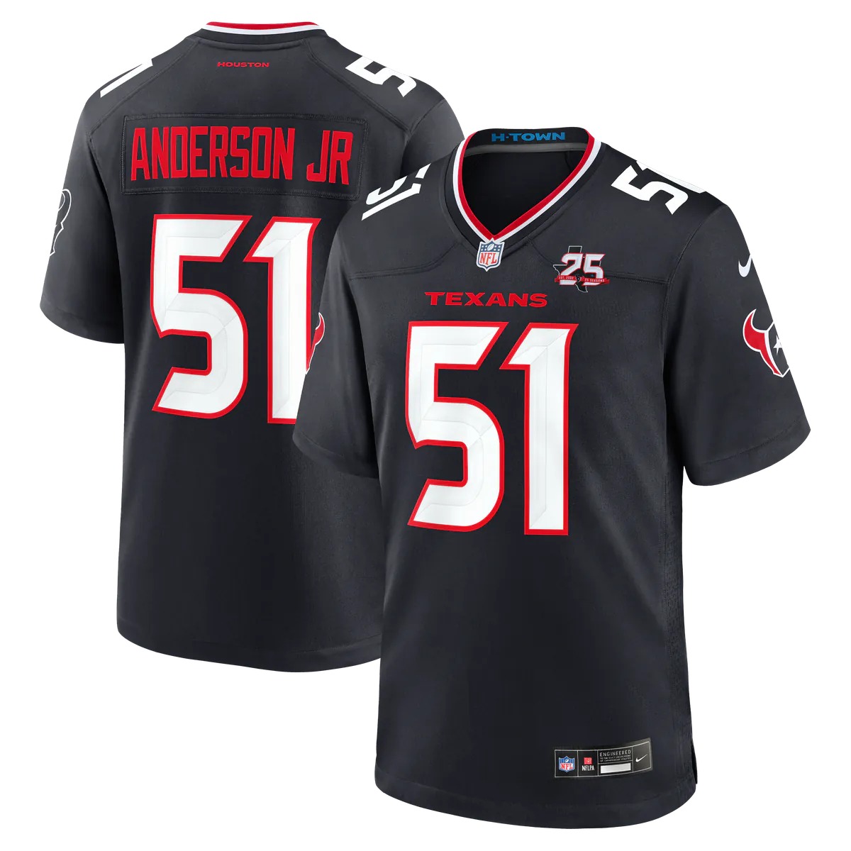 Hunk Wear - Will Anderson Jr. Houston Texans Nike Team 25th Season Game Jersey - Navy