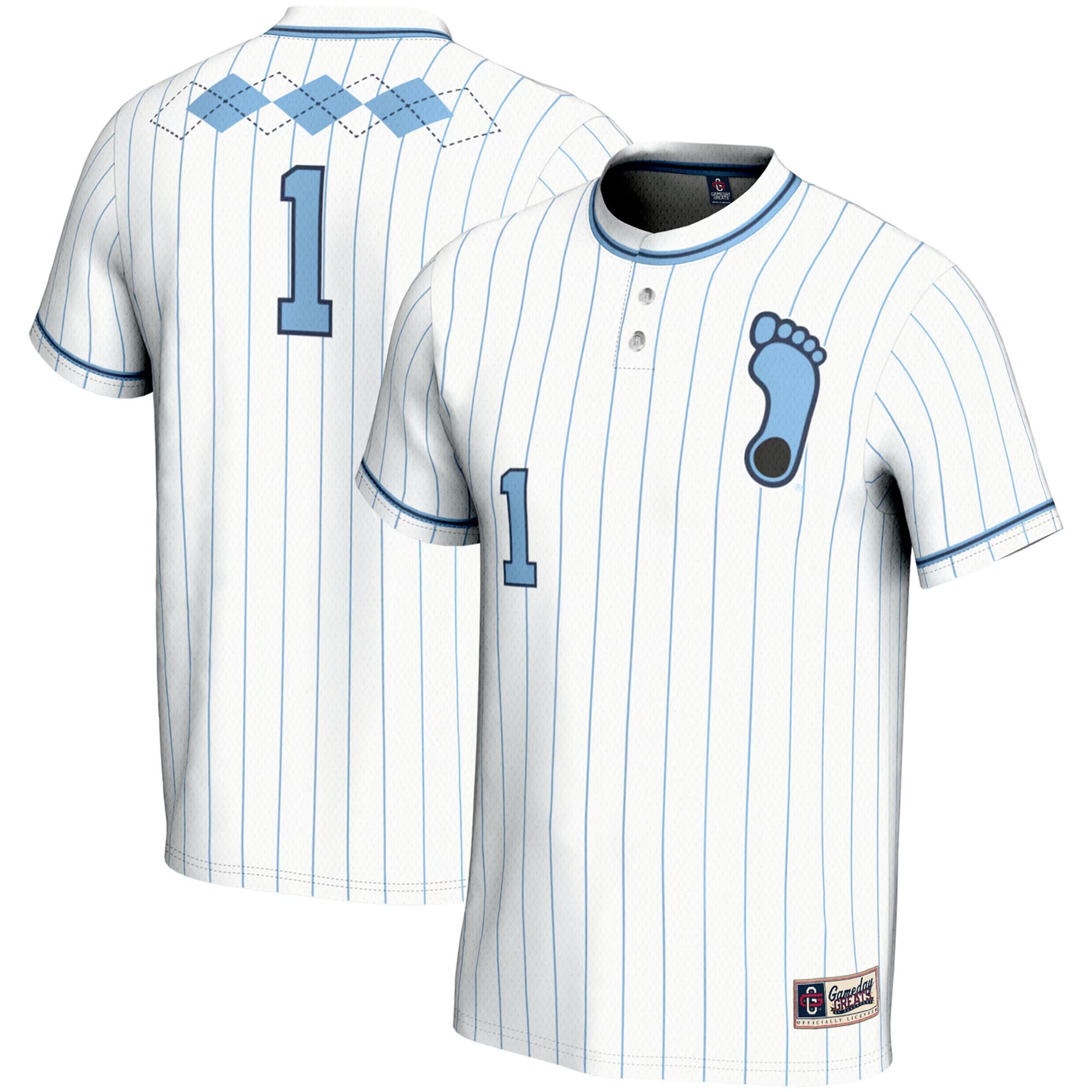 Hunk Wear - #1 North Carolina Tar Heels GameDay Greats Unisex Lightweight Softball Jersey - White