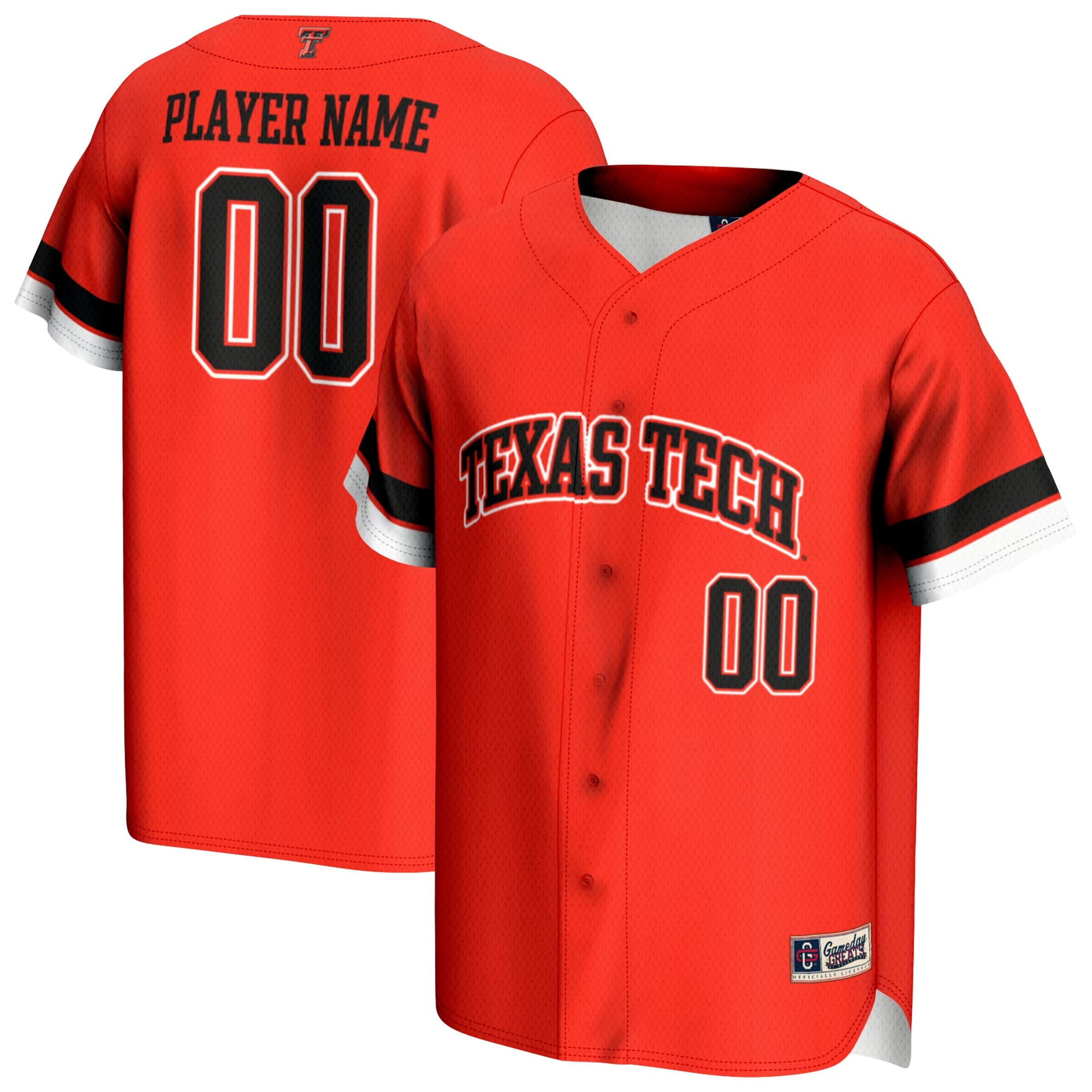 Hunk Wear - Texas Tech Red Raiders GameDay Greats Unisex NIL Pick-A-Player Baseball Lightweight Jersey - Red