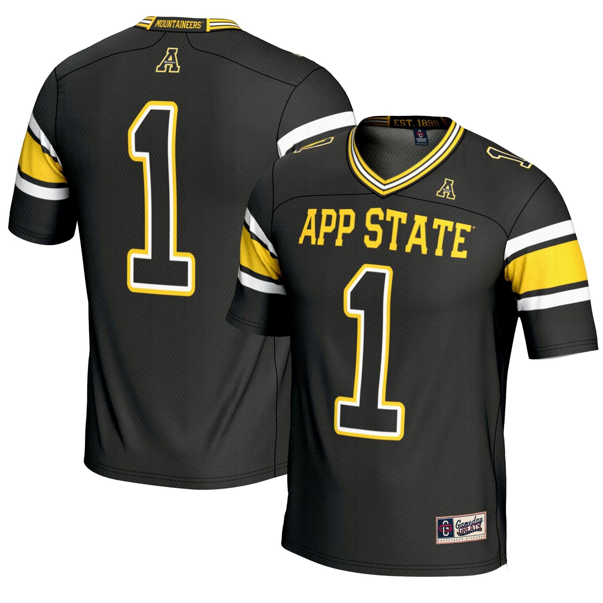 Hunk Wear - #1 Appalachian State Mountaineers GameDay Greats Youth Endzone Football Jersey - Black