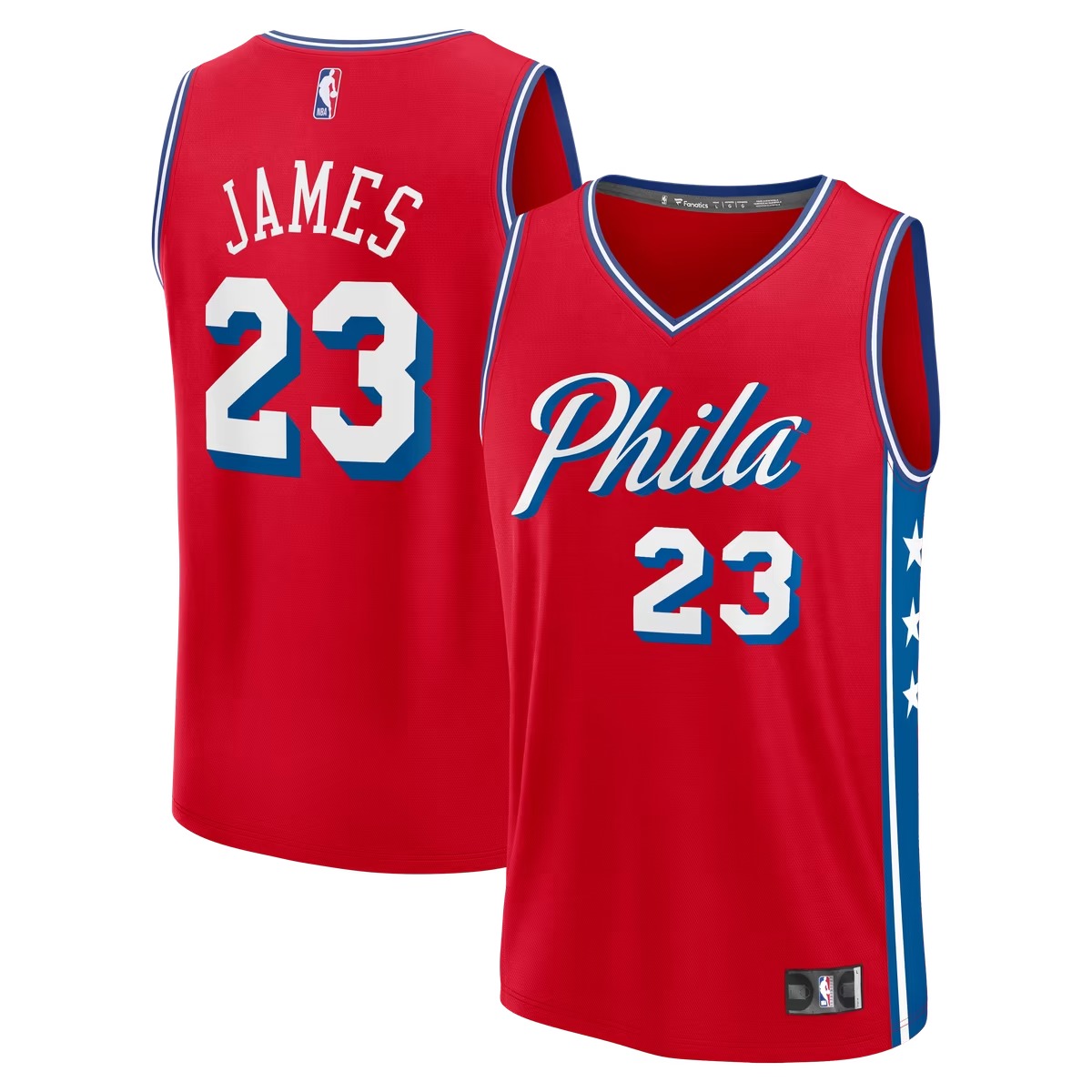 Hunk Wear - LeBron James Philadelphia 76ers Fanatics Youth Fast Break Replica Jersey - Red - Statement Edition