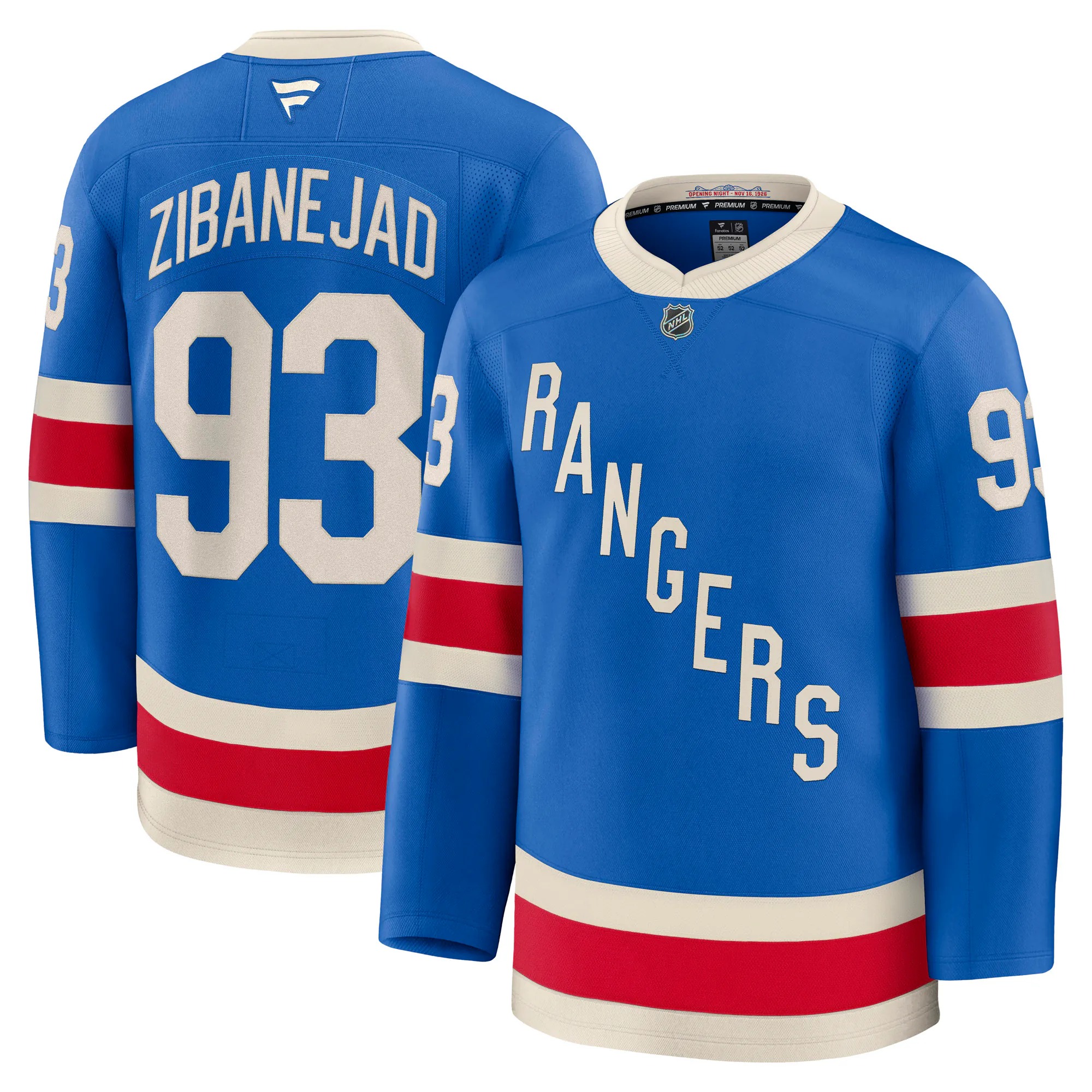 Hunk Wear - Mika Zibanejad New York Rangers Fanatics Centennial Premium Jersey - Blue