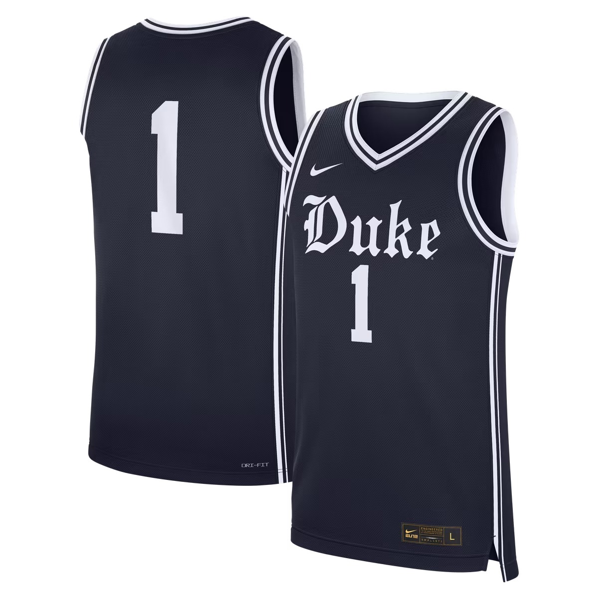 Hunk Wear - Duke Blue Devils Nike #1 Alternate Replica Basketball Jersey - Navy