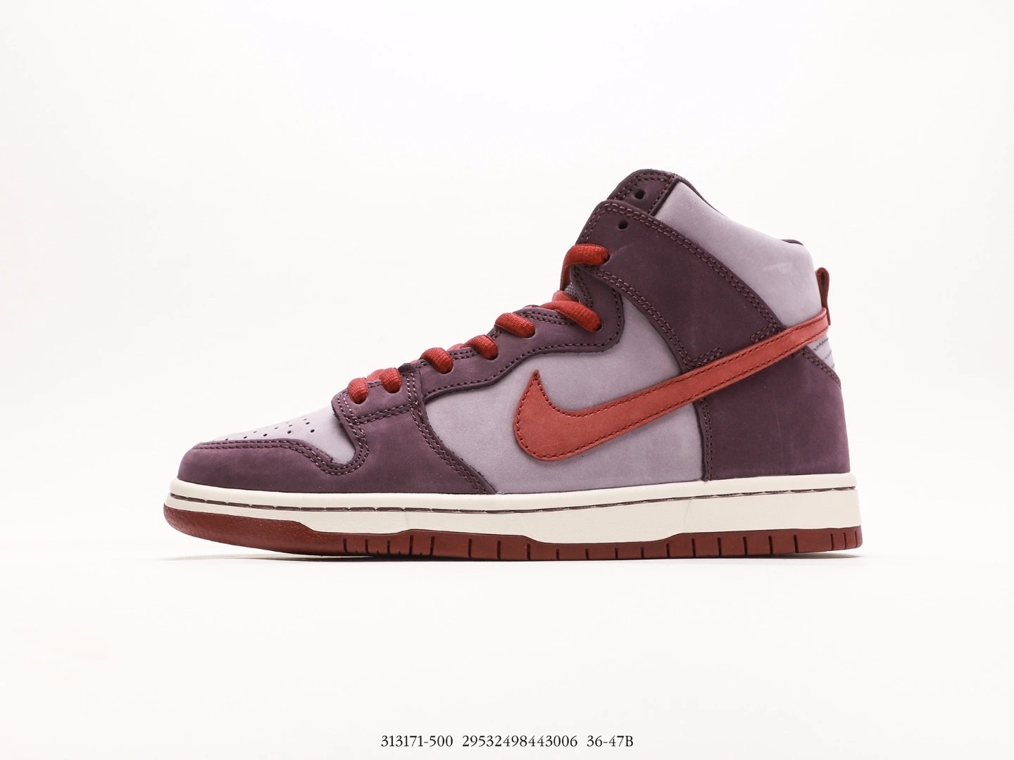 Nike Dunk High Top Sneakers Plum Red 313171-500