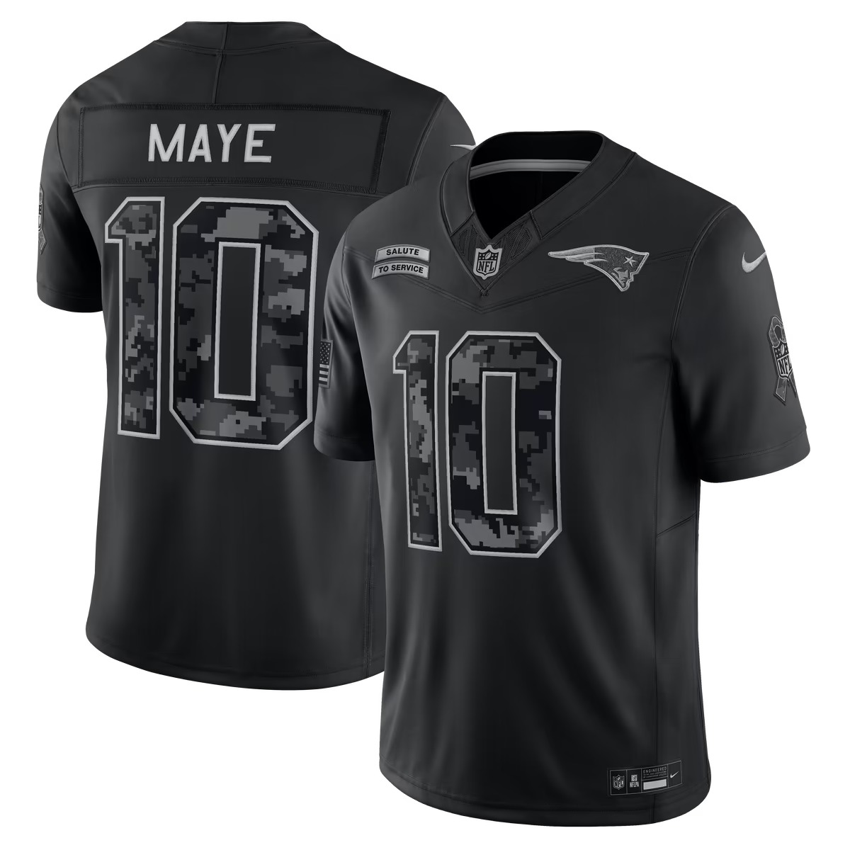 Hunk Wear - Drake Maye New England Patriots Nike 2026 Salute to Service Stitched Limited Jersey - Black