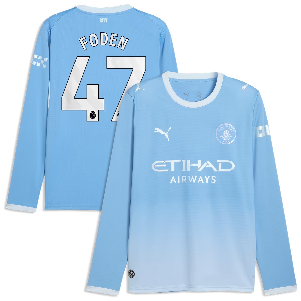 Hunk Wear - Phil Foden Manchester City Puma 2026_27 Home Replica Long Sleeve Jersey - Light Blue