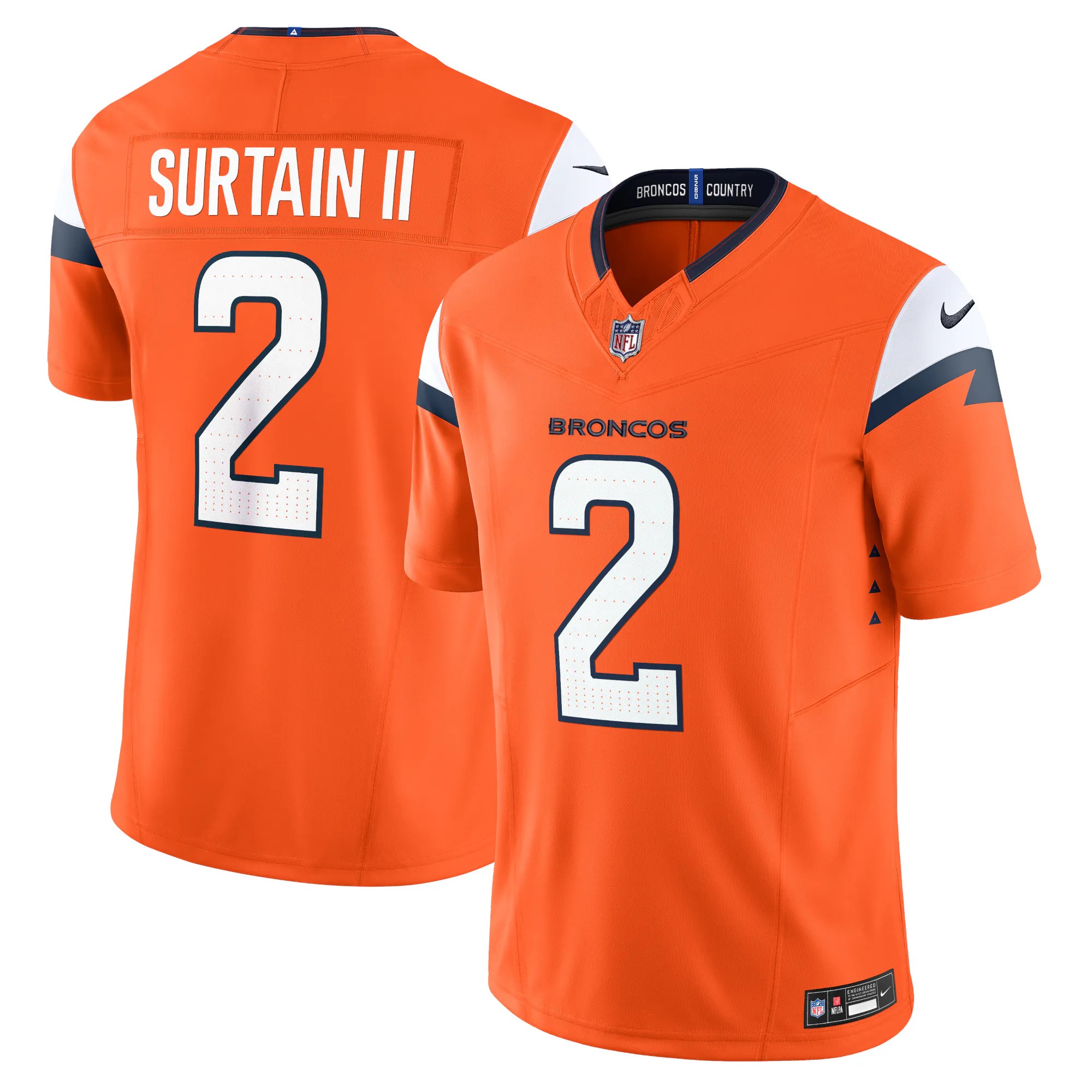 Hunk Wear - Patrick Surtain II Denver Broncos Nike Team Vapor F.U.S.E. Limited Jersey - Orange