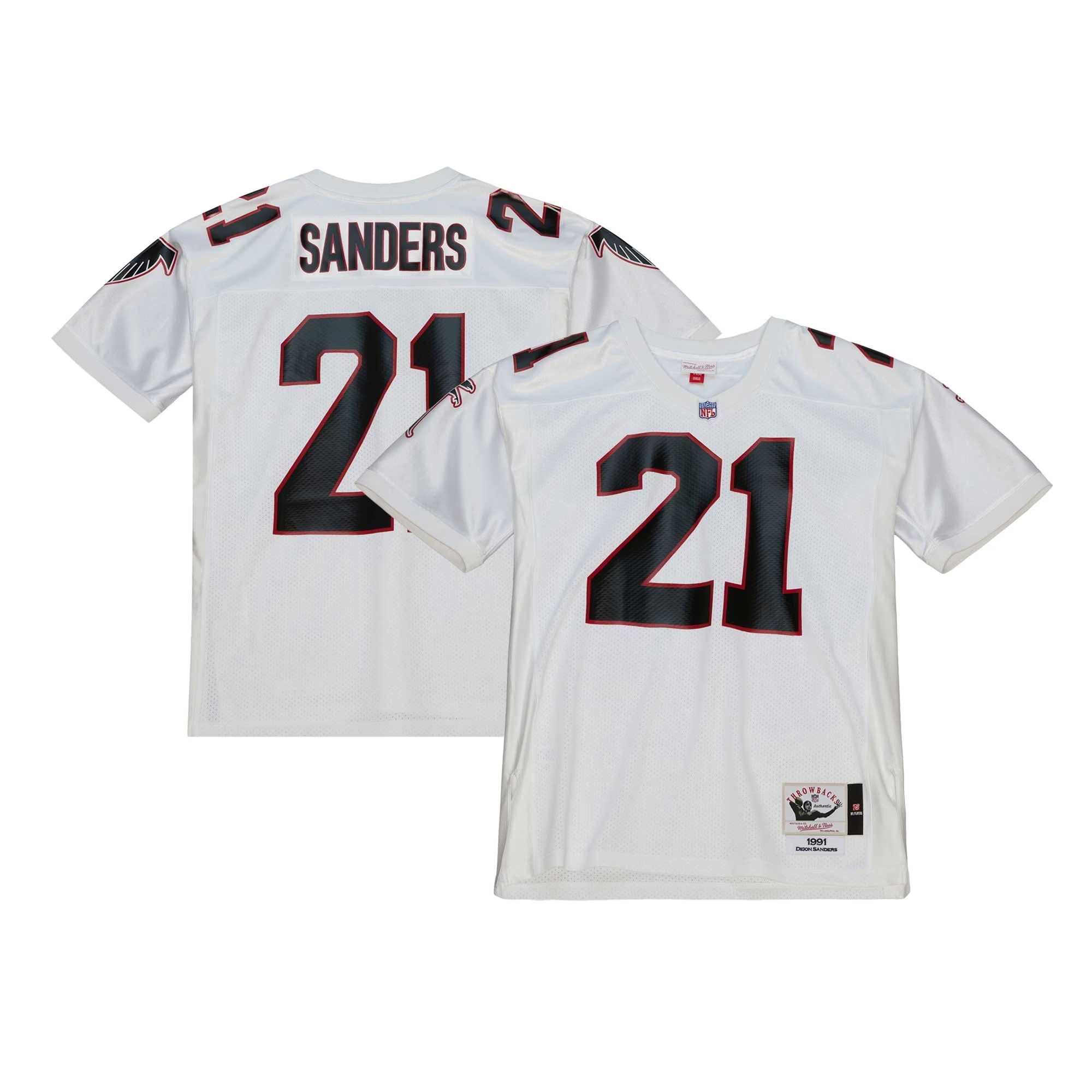 Hunk Wear - Deion Sanders Atlanta Falcons 1991 Mitchell & Ness Authentic Throwback Retired Player Jersey - White