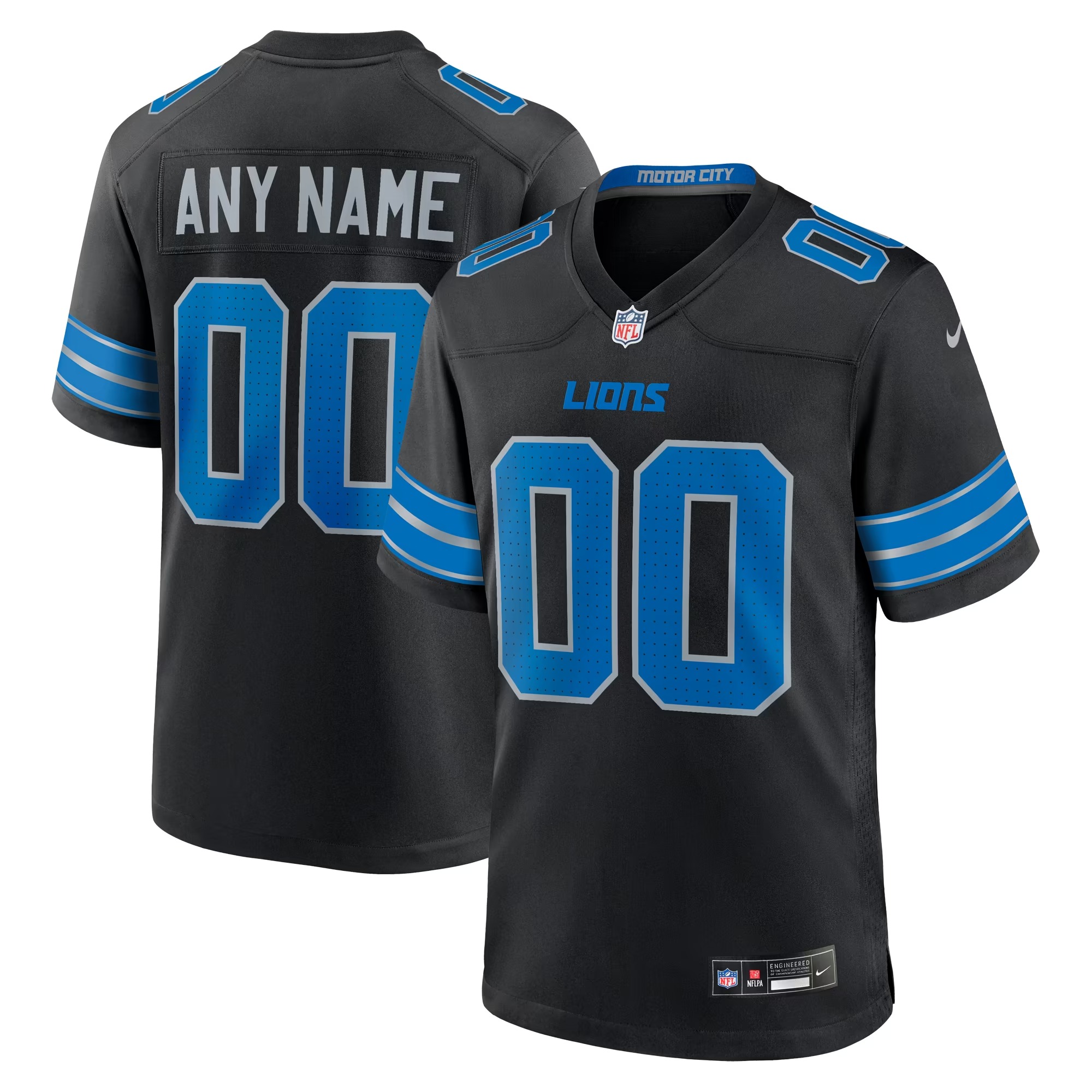 Hunk Wear - Detroit Lions Nike Alternate Custom Game Jersey - Black