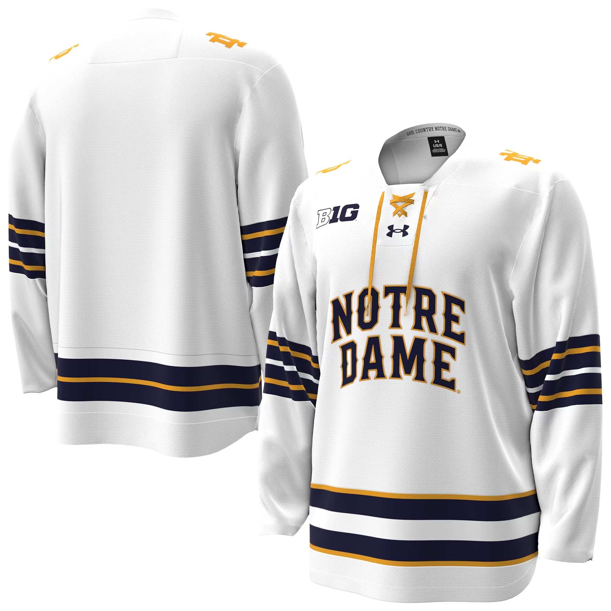 Hunk Wear - Notre Dame Fighting Irish Under Armour Home Replica Hockey Jersey - White