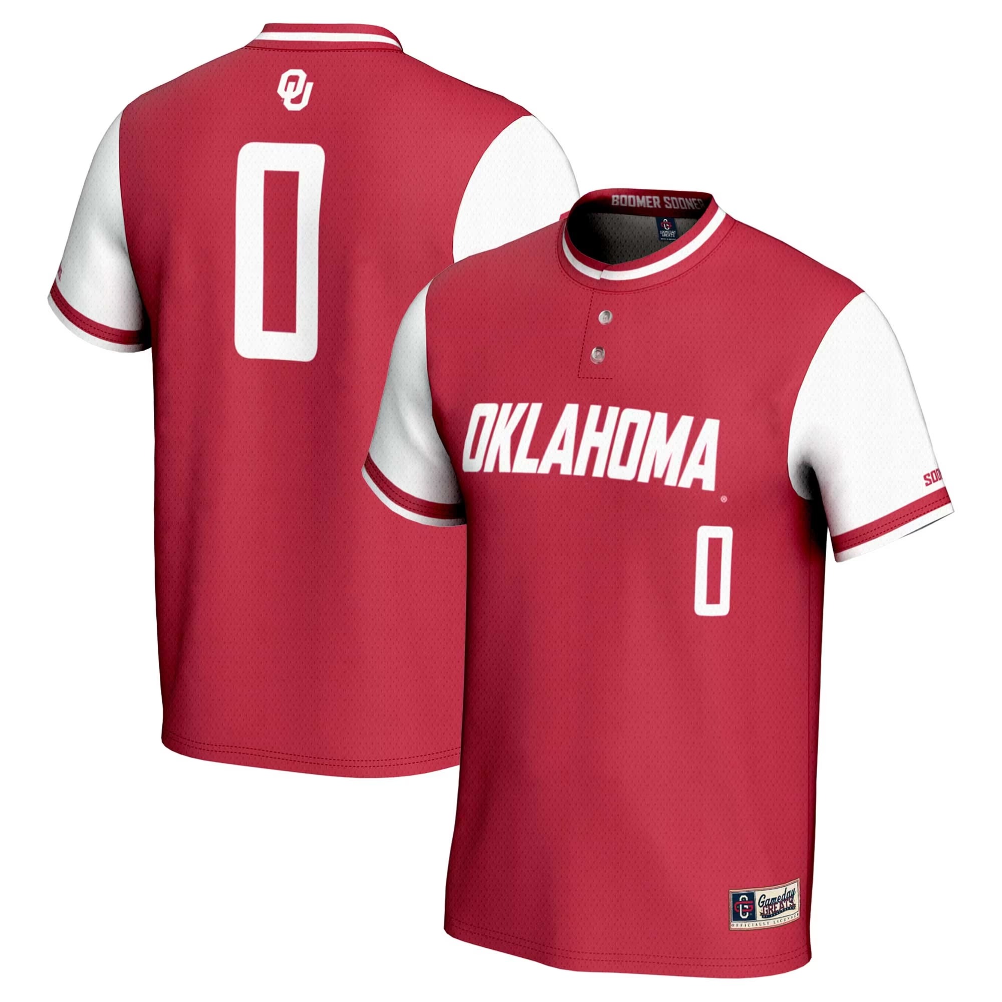 Hunk Wear - #0 Oklahoma Sooners GameDay Greats Youth Lightweight Softball Jersey - Crimson