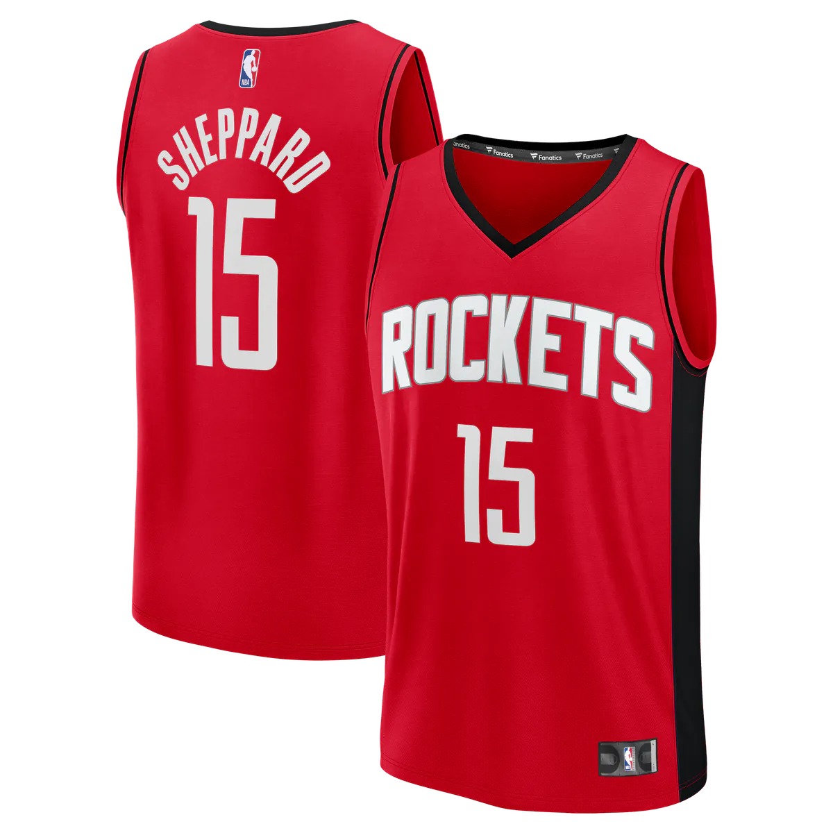 Hunk Wear - Reed Sheppard Houston Rockets Fanatics Fast Break Replica Jersey - Icon Edition - Red