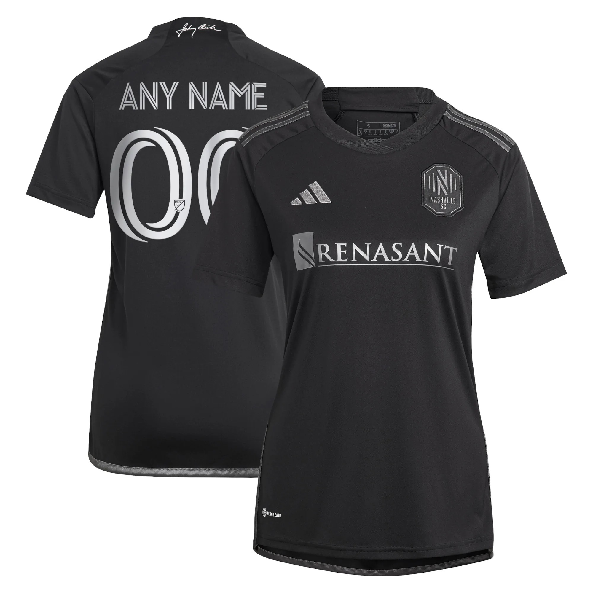 Hunk Wear - Nashville SC adidas Women's 2023 Man In Black Kit Replica Custom Jersey - Black
