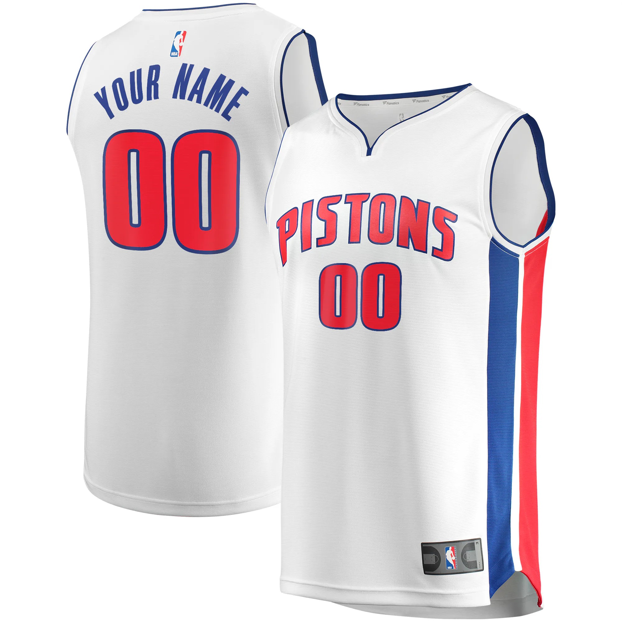 Hunk Wear - Detroit Pistons Fanatics Fast Break Custom Replica Jersey White - Association Edition