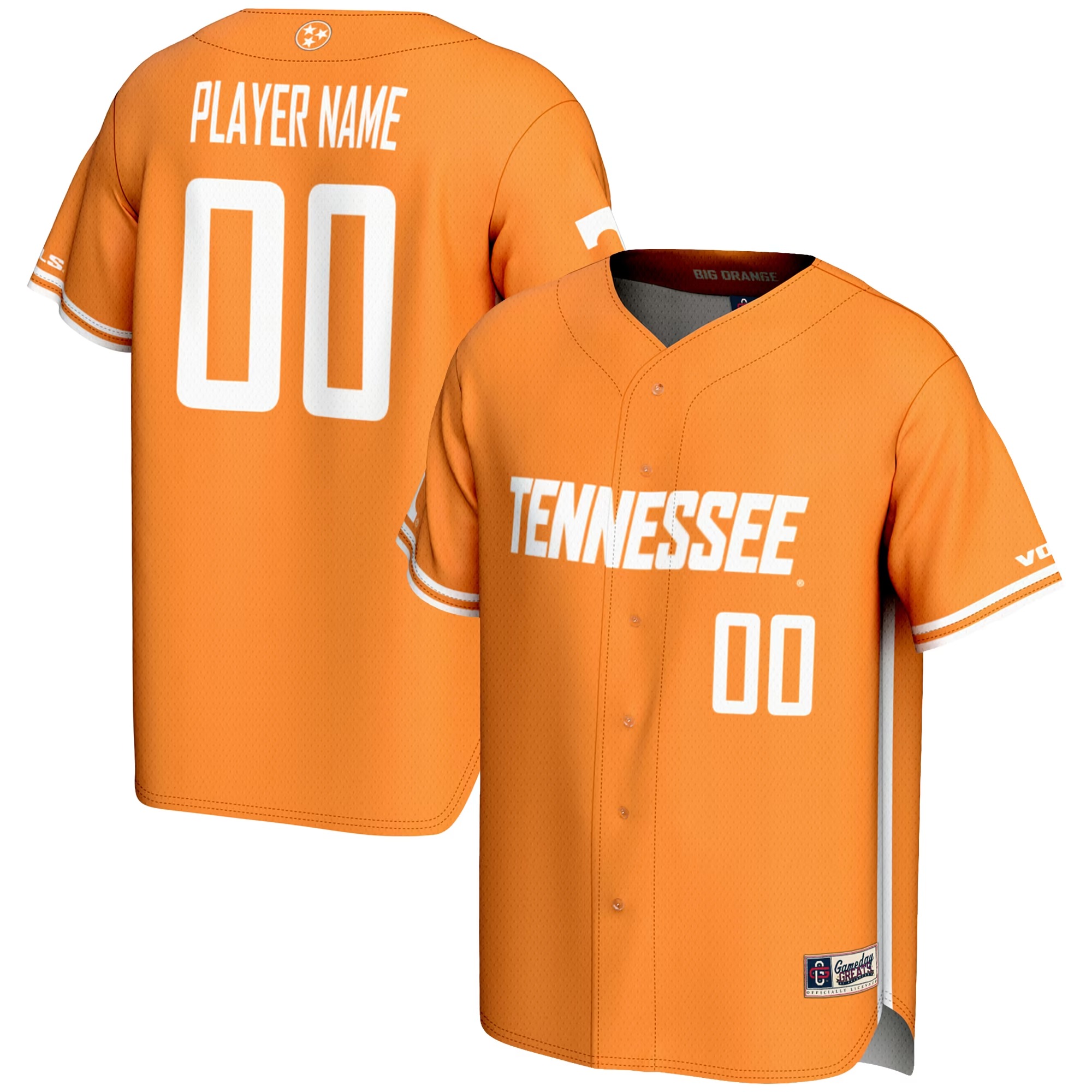 Hunk Wear - Tennessee Volunteers GameDay Greats NIL Pick-A-Player Lightweight Baseball Jersey - Tennessee Orange