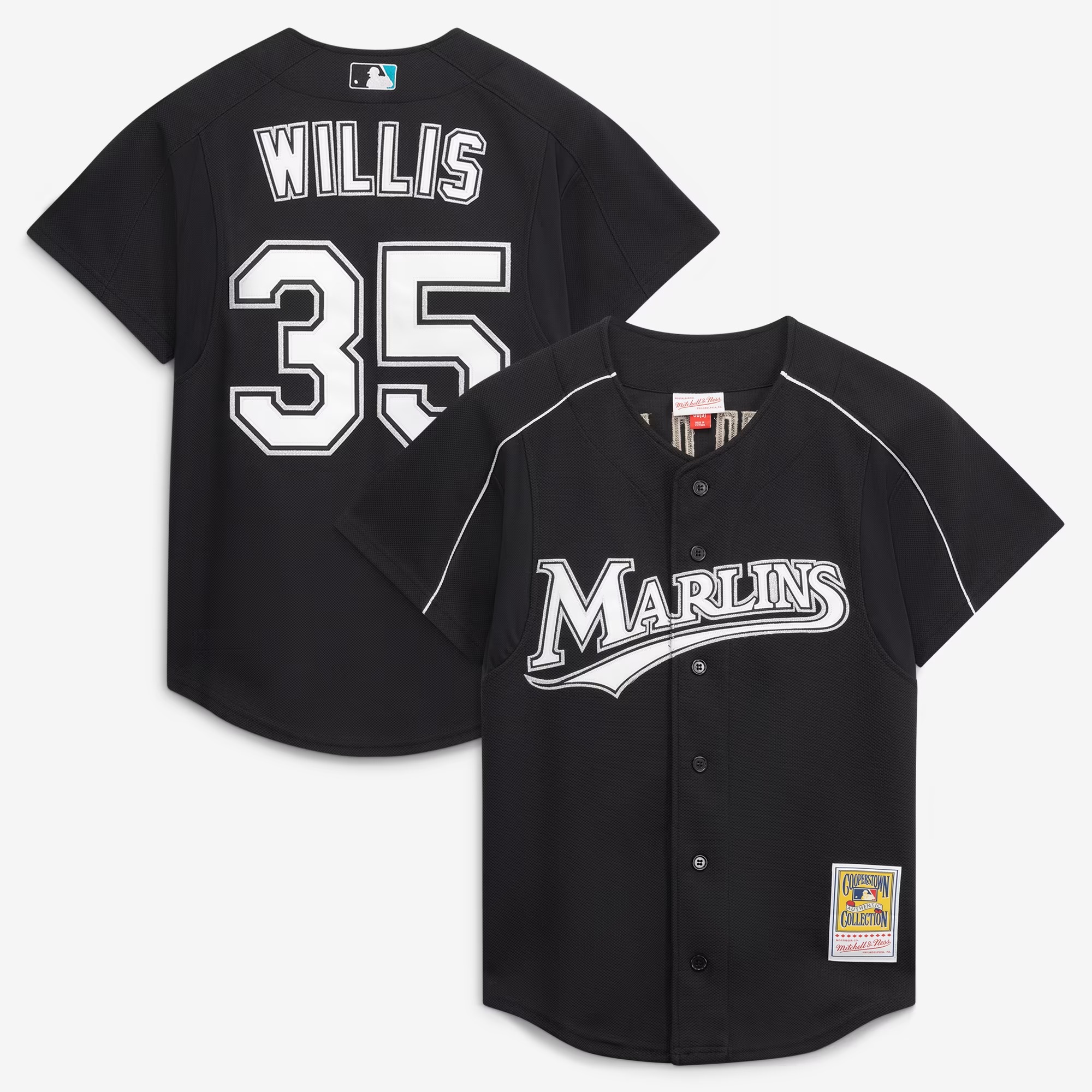 Hunk Wear - Dontrelle Willis Florida Marlins Mitchell & Ness Cooperstown Collection Mesh Batting Practice Button-Up Jersey - Black