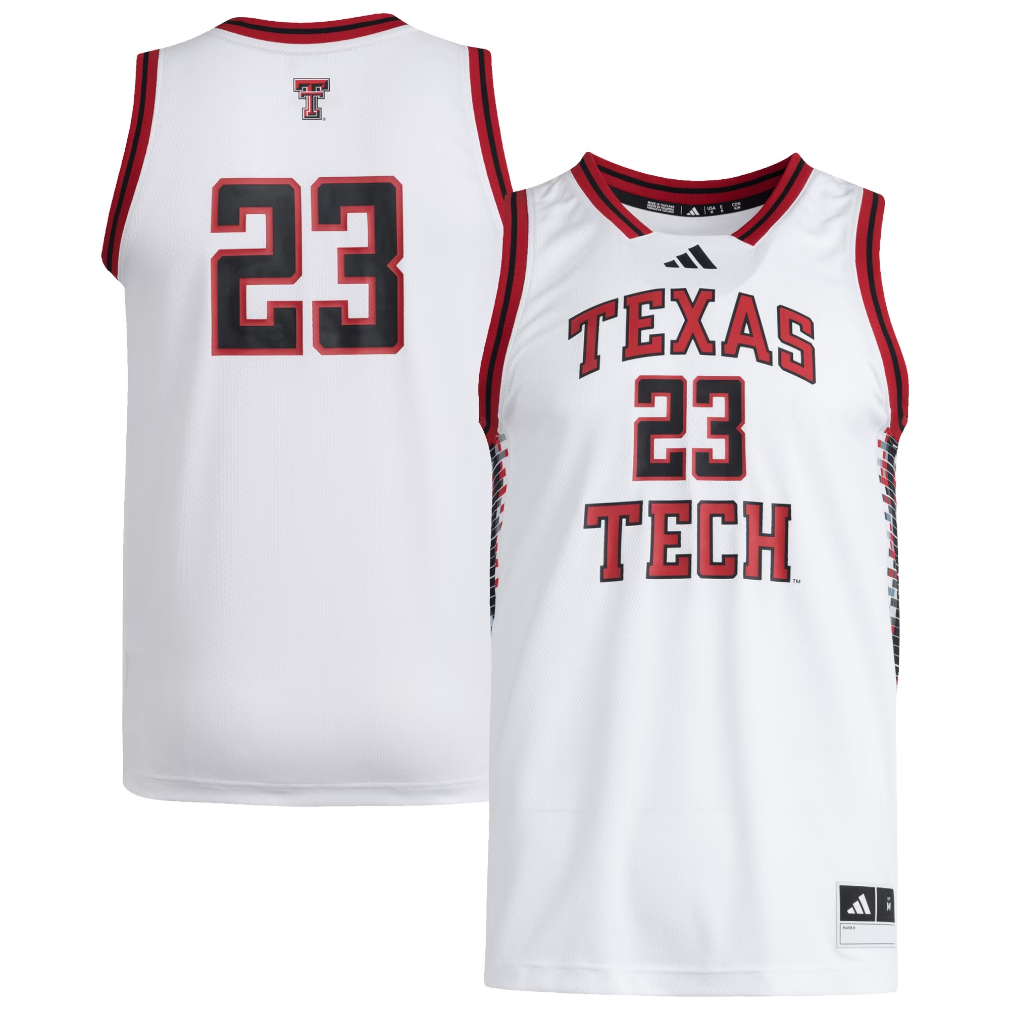 Hunk Wear - #23 Texas Tech Red Raiders adidas Replica Swingman Jersey - White